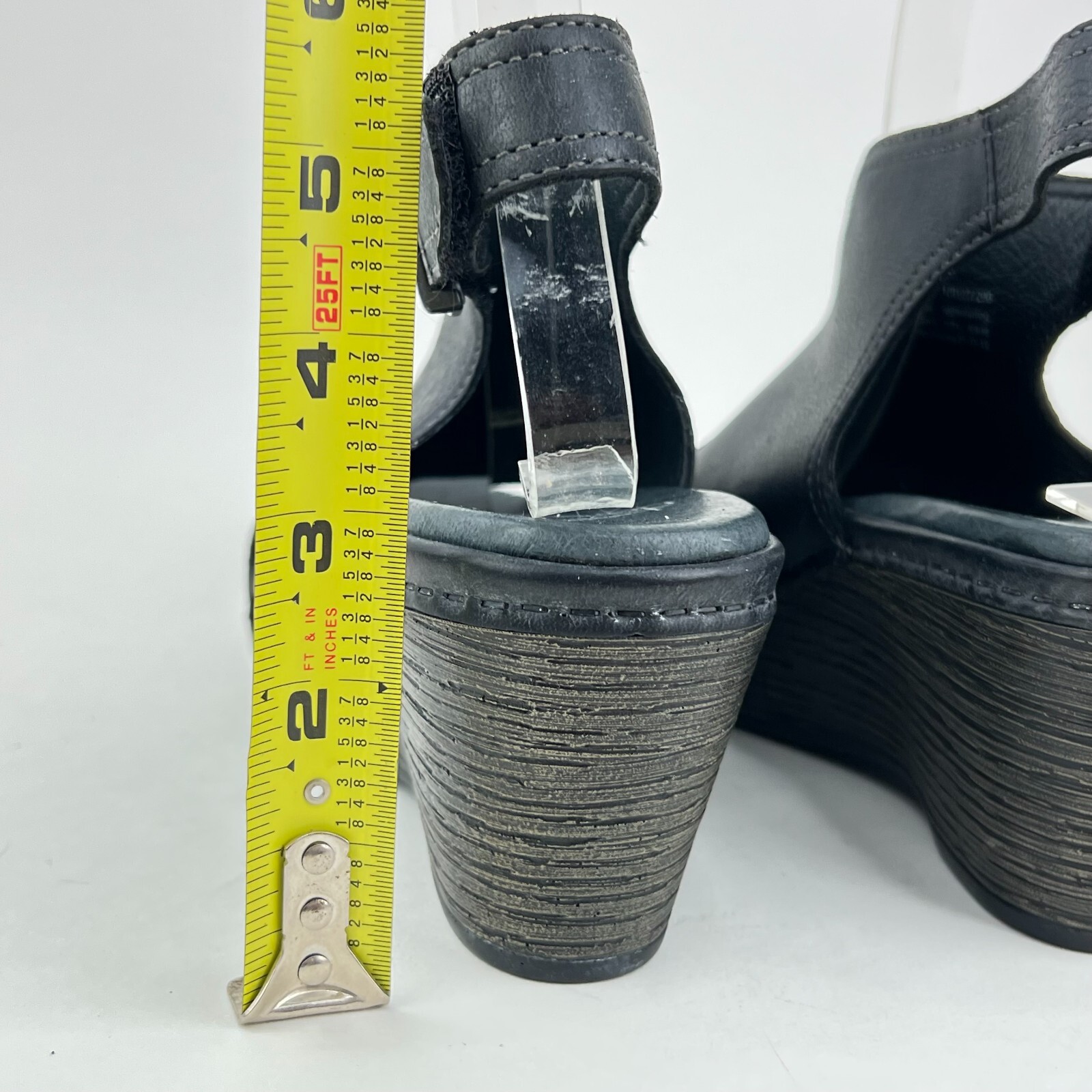 DANSKO VANDA Leather Peep Toe Wedge Black Slingback Platform Women US 6/6.5 EU36