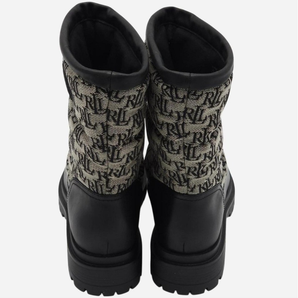 LAUREN RALPH LAUREN Size 7 Monogram Black and Gray Winter Boots