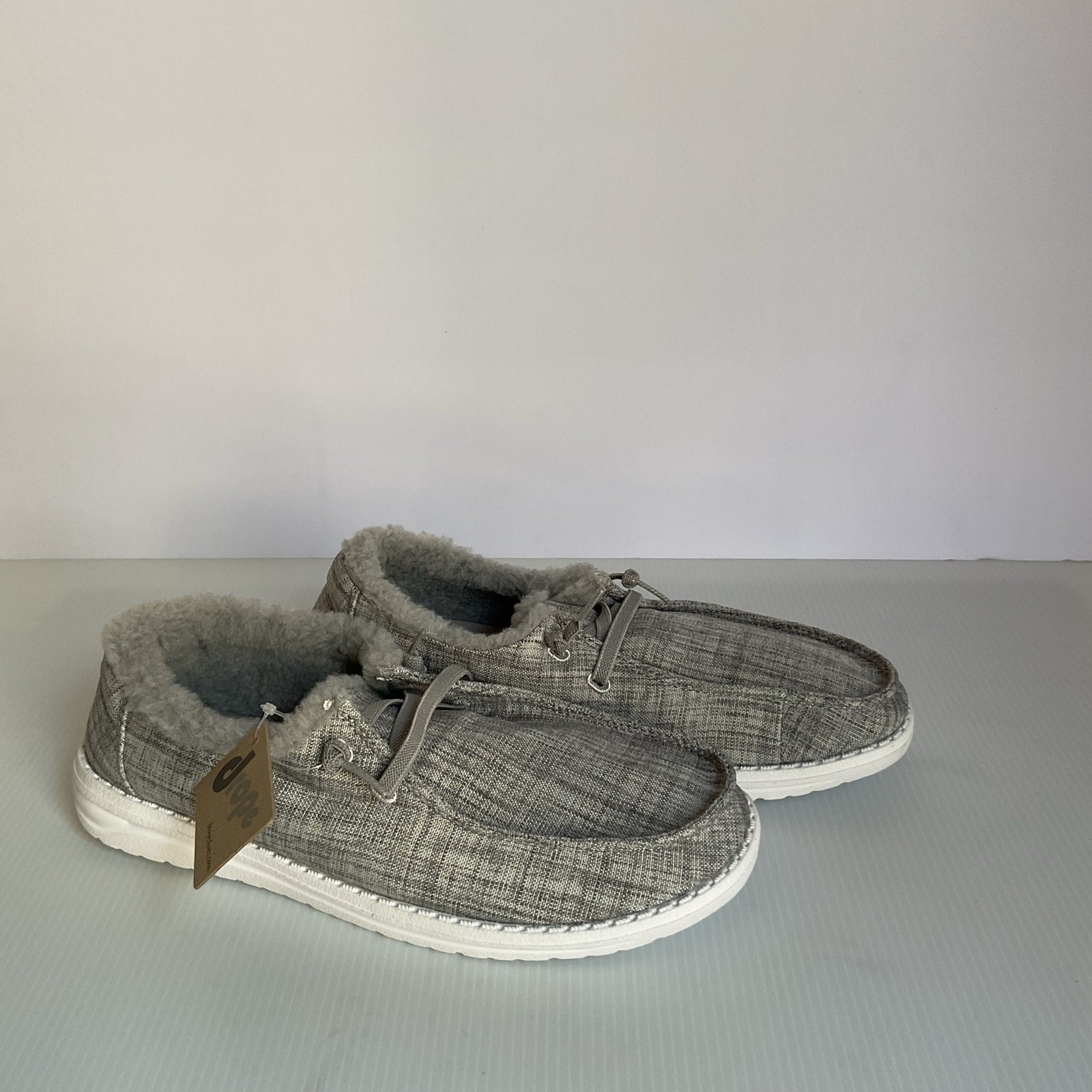 Drope Kate Women’s Faux Fur Lined Shoes Size 8 Grey Casual Comfort Lace-Up NIB