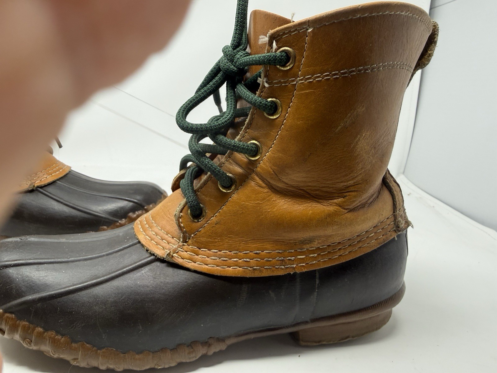 VTG LL Bean Boots Maine Hunting Shoe 9” High Brown Women Size 9 As Is