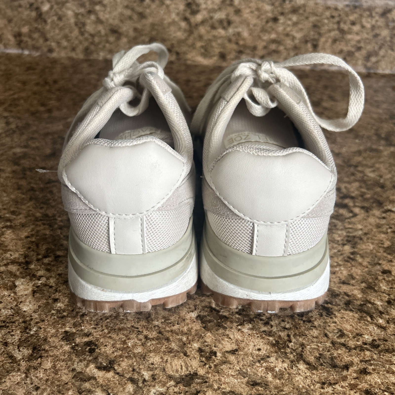 Rachel Zoe Sophie Beige Taupe Retro Mesh Lace Up Cushion Sneakers Size 7.5