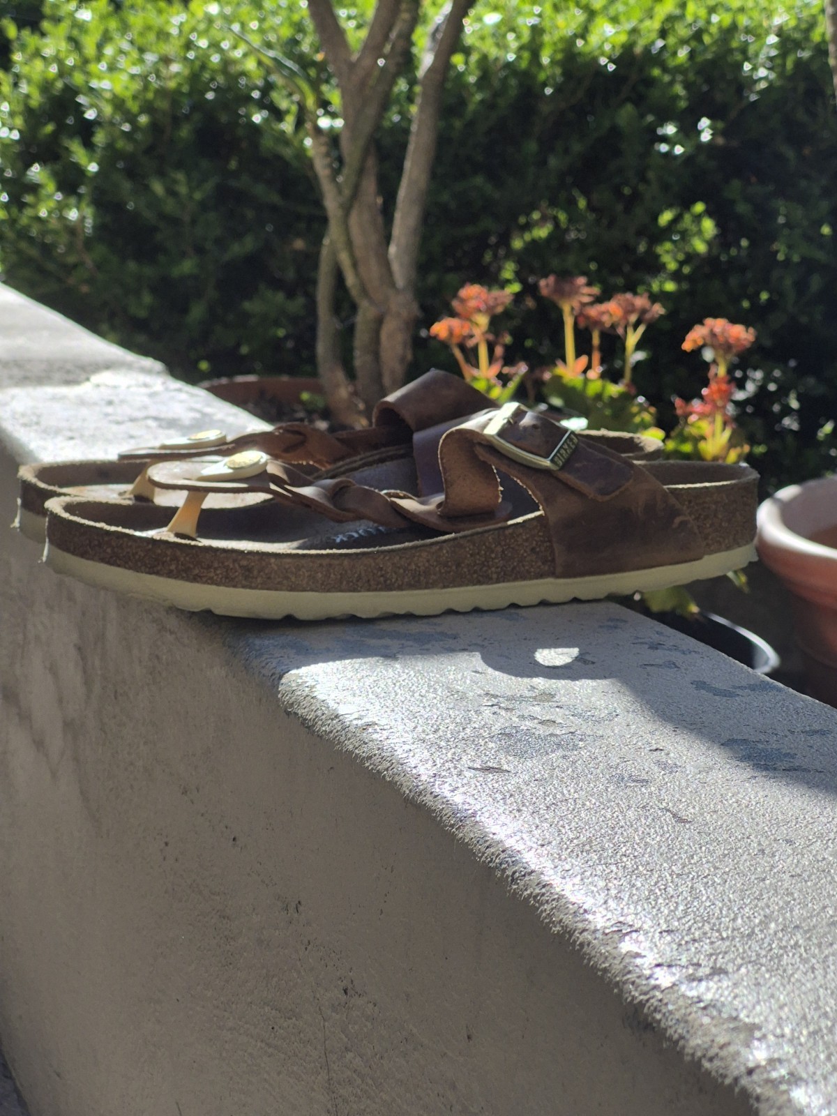 Birkenstock Brown Leather Gizeh Braided Oiled Thong Women’s Sandals 38/8