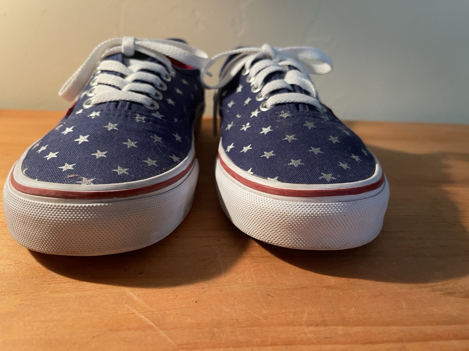 Vans Deck Shoes Women 8.5 Men 7 Blue Silver Stars EU 39 PATRIOTIC July 4 250th