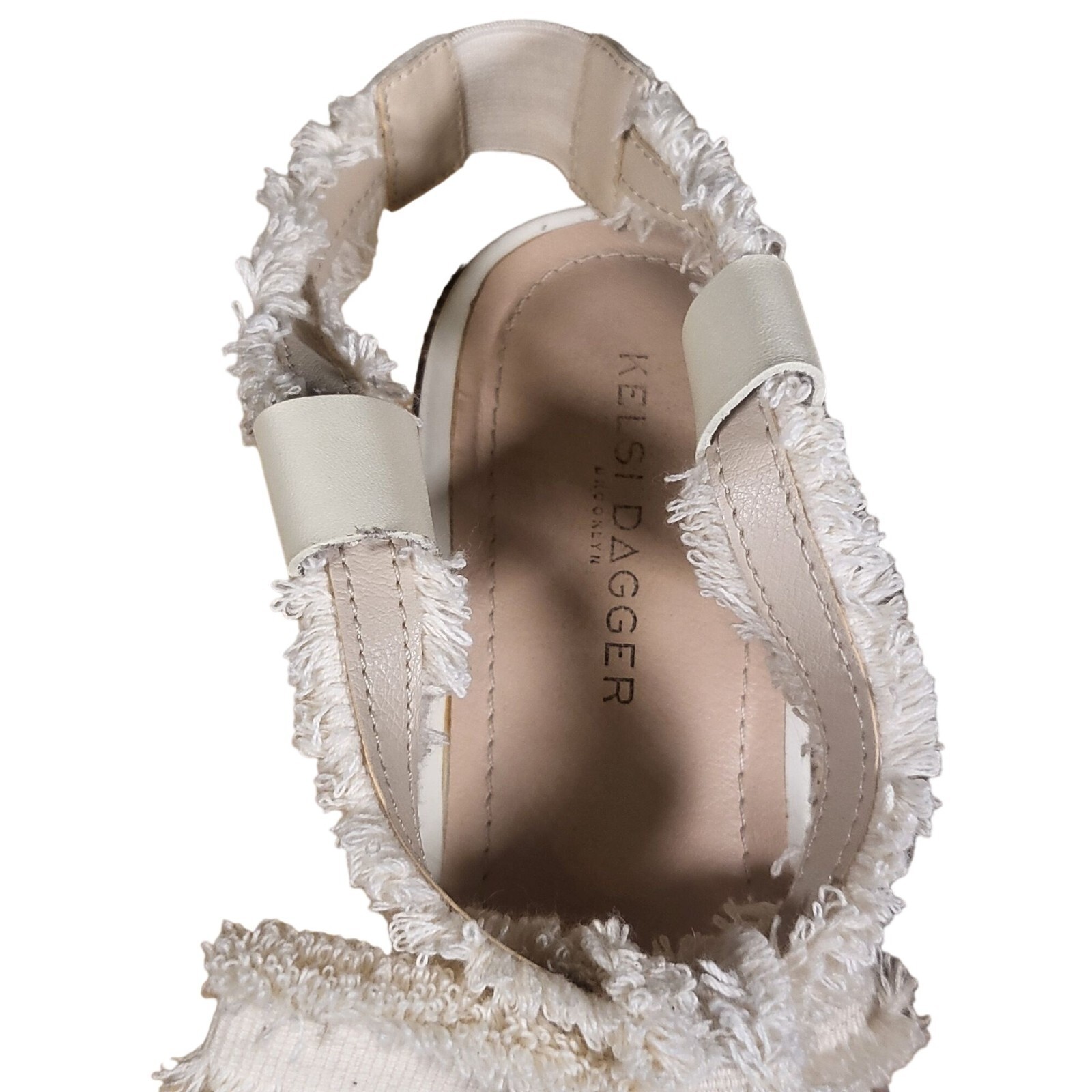 Anthropologie Kelsi Dagger Brooklyn Reggie Sandals Women 8.5 Cream Leather Flat