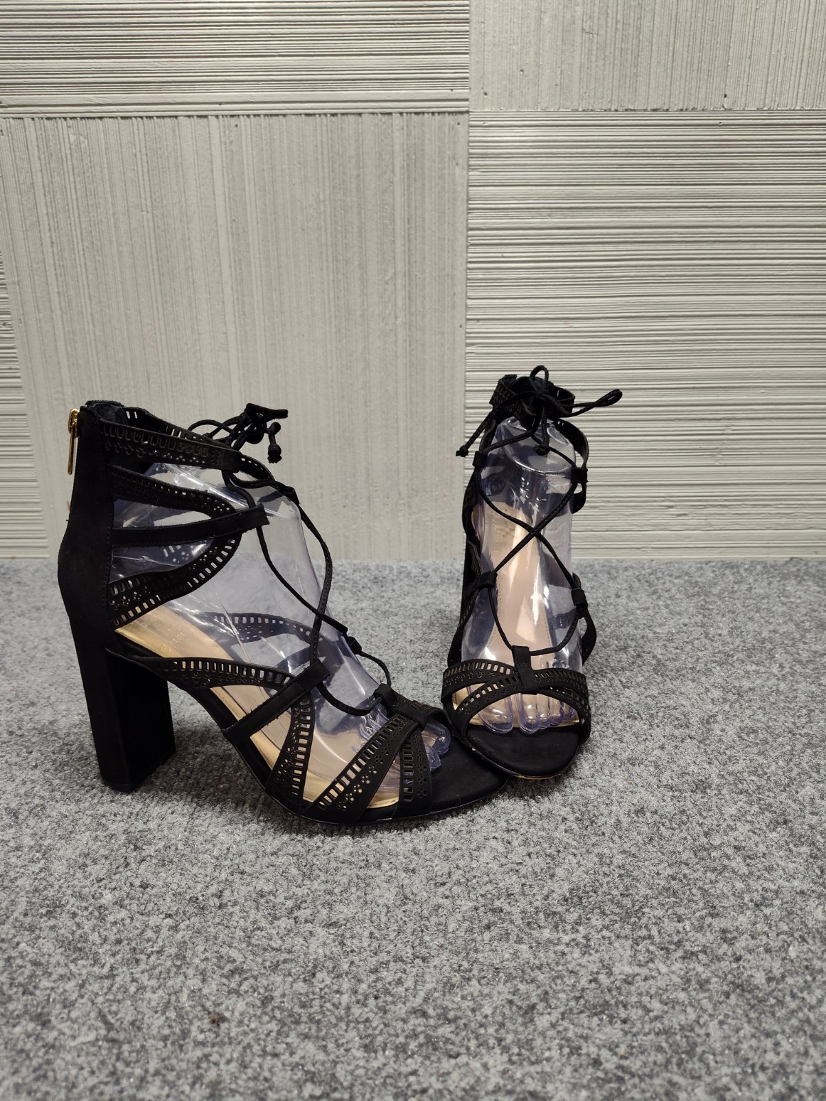 Vince Camuto Women Sandal 8M Black Leather Vc Mindie High Heel Cocktail Shoes