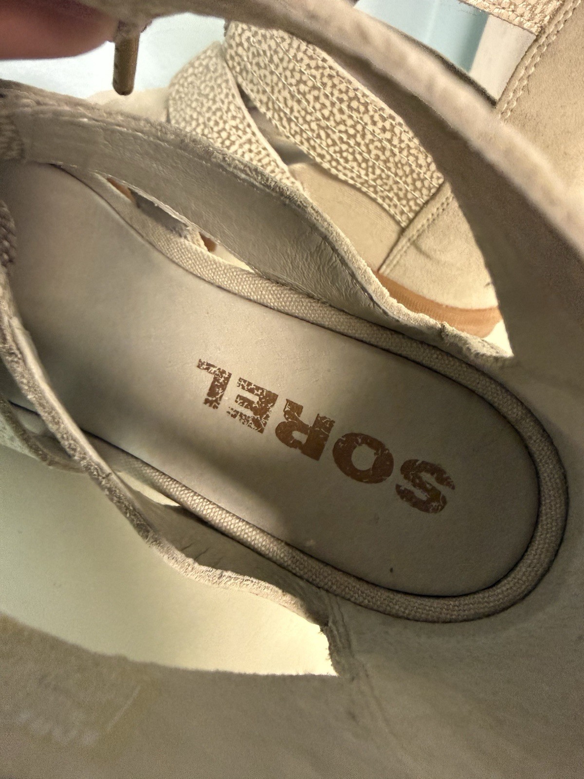 SOREL Women’s Beige Suede Strappy Lace-Up Flat Sandals Casual Travel US 7