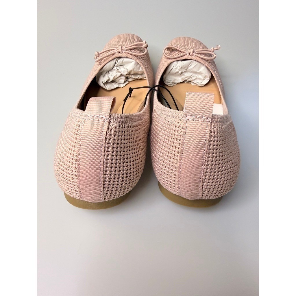 NEW Time & Tru Pink Knit Ballet Flats Bow Slip On Shoes Women’s Size 8 NIB