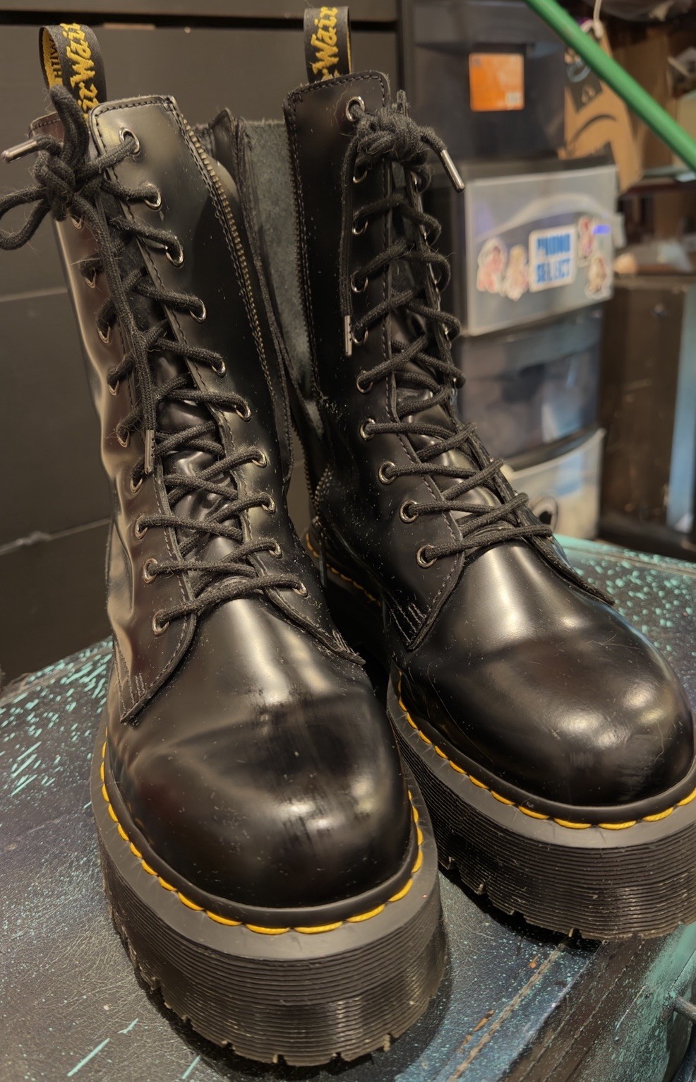 Dr. Martens Jadon 10 Eye Platform Boots Black Leather Women’s US 11 Rare