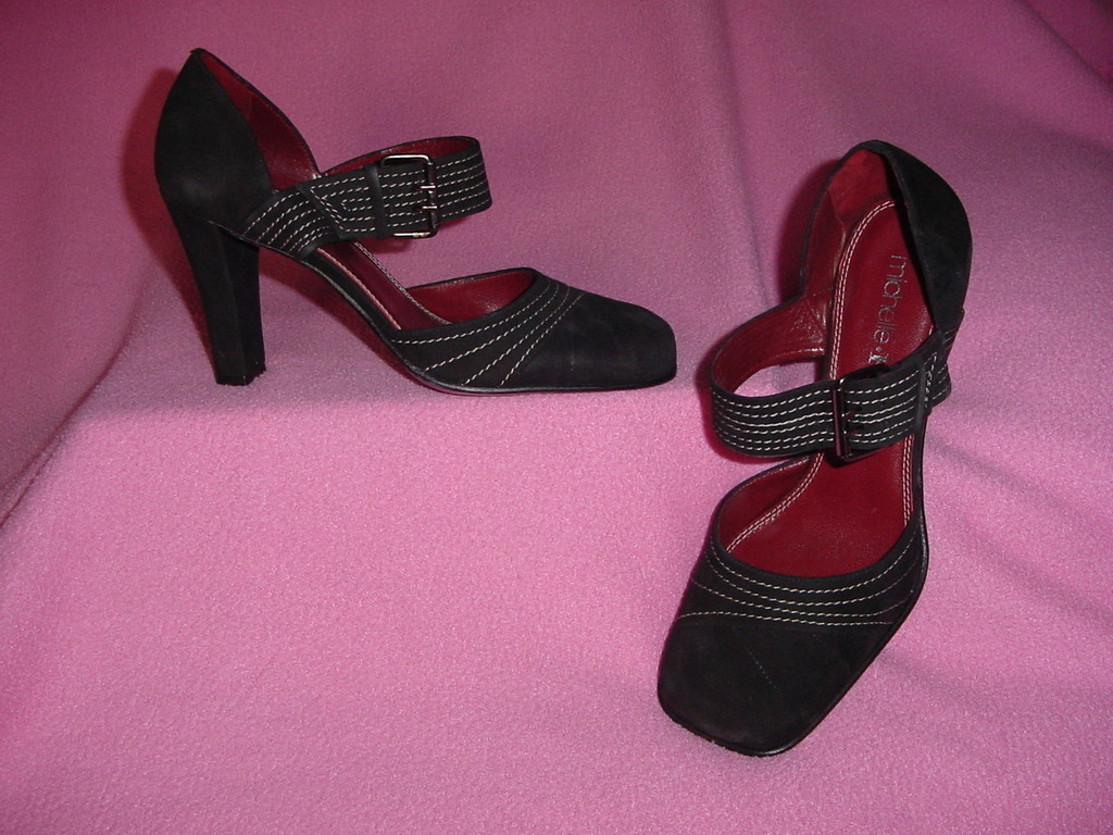 BLACK SUEDE LEATHER HIGH HEEL MARY JANE by MICHELLE K Size 8M NEW~FREE SHIPPING