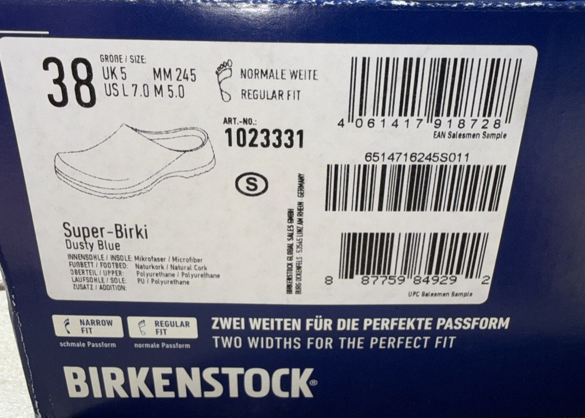 NWOB Birkenstock Super Birki Dusty Blue Shearling fur lining EU 38 US 7-8