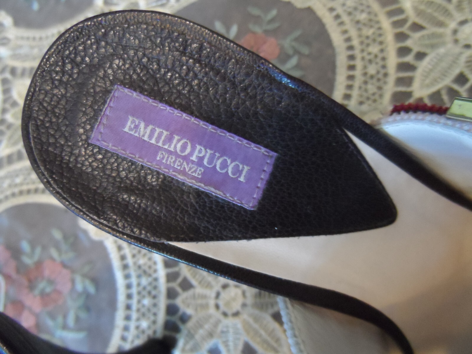 Emilio Pucci Brown Multi Color Corduroy Mules w/Gold LOGO Buckled Size 37.5B