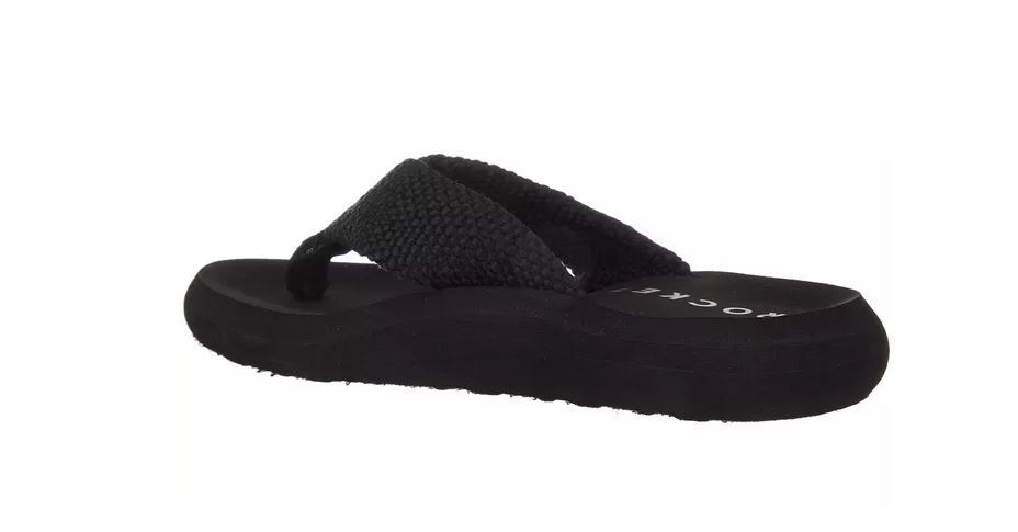 NEW WOMEN’S ROCKET DOG WEDGE FLIP FLOPS SANDAL BLACK FABRIC SIZE 6, 7, 8, 9, 10,