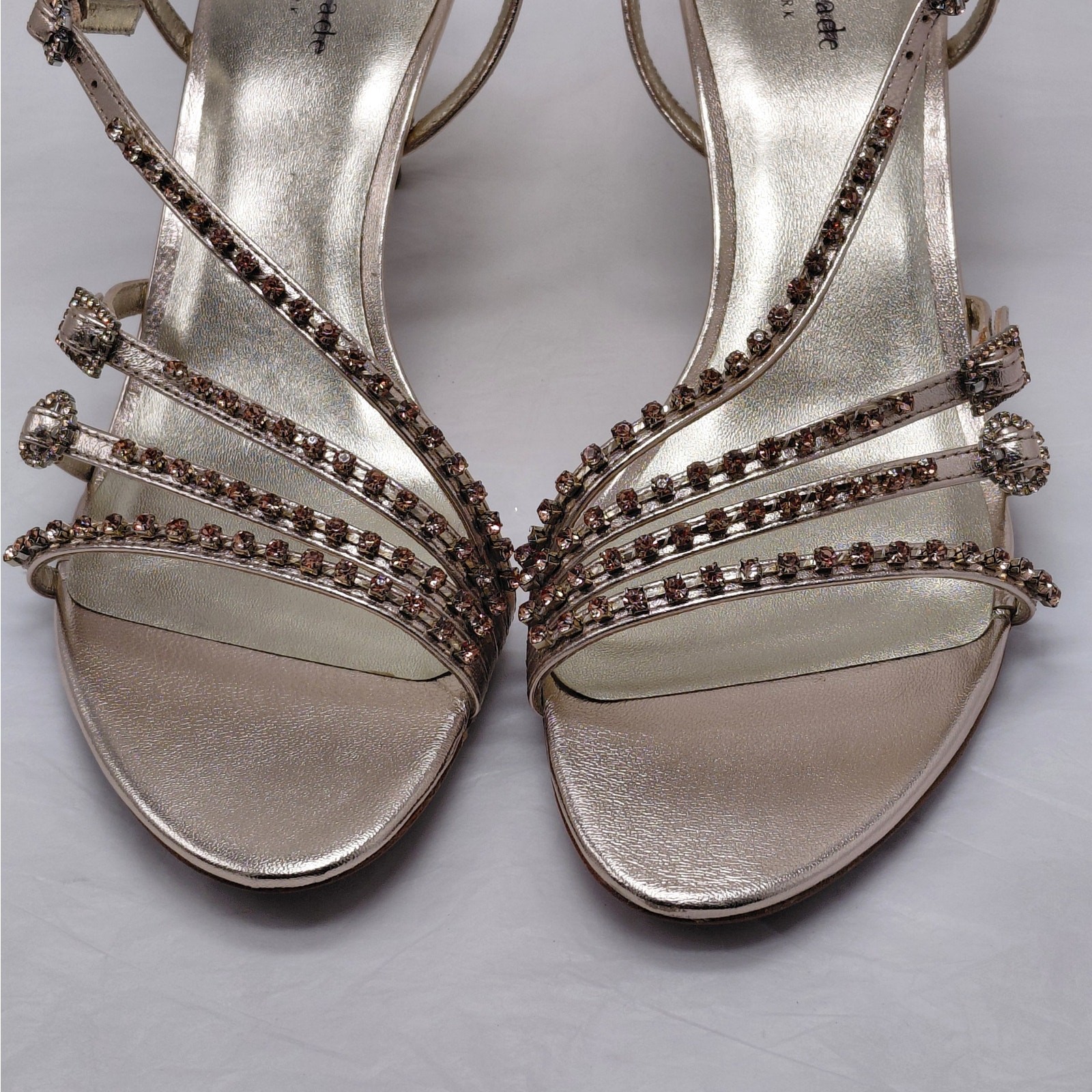 Kate Spade Heels Sandals Size 10 Rose Gold Rhinestone Evening Wedding Party