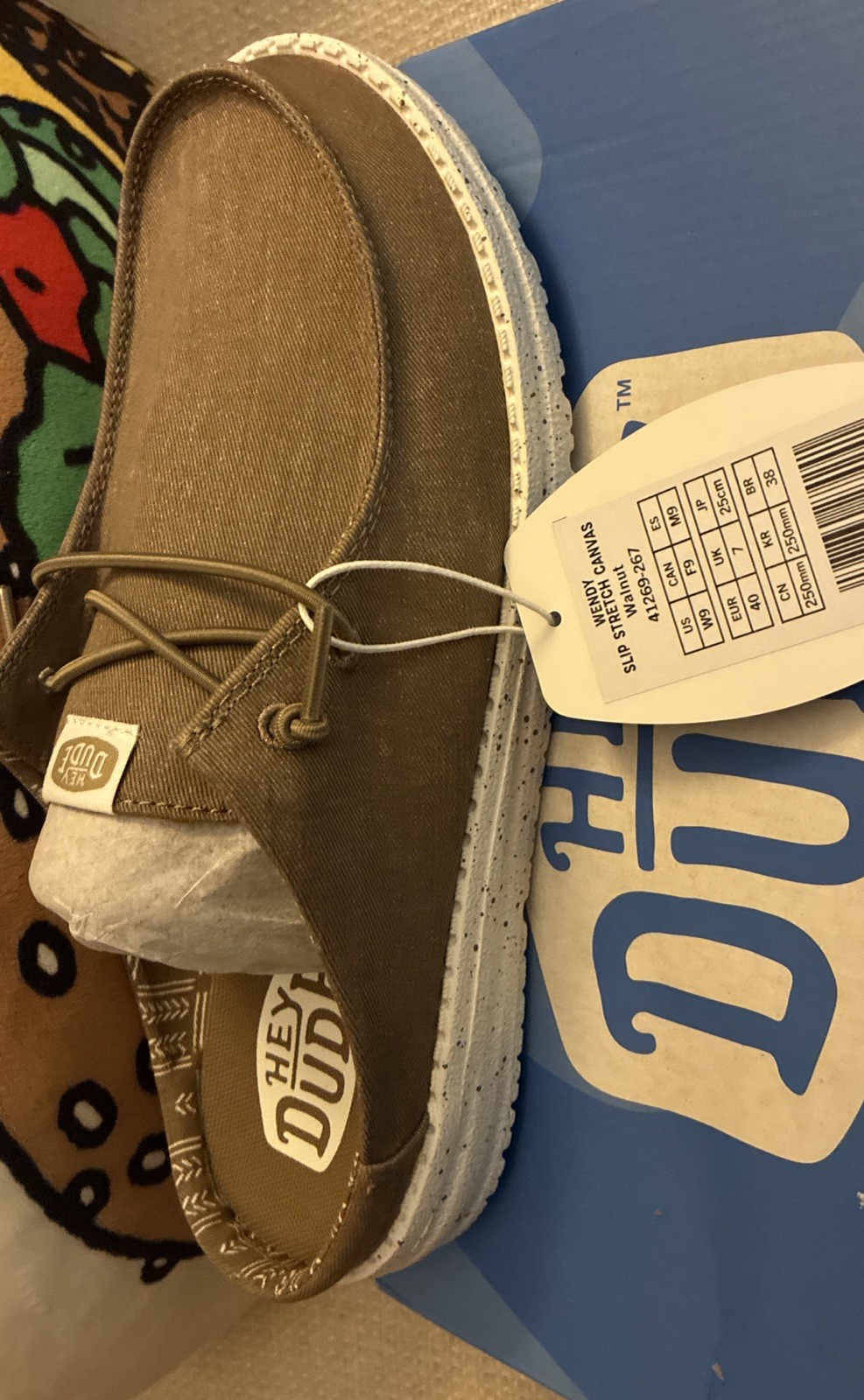 Hey Dude Wendy Stretch Canvas Walnut Women’s Size 9 Lightweight Slip-On
