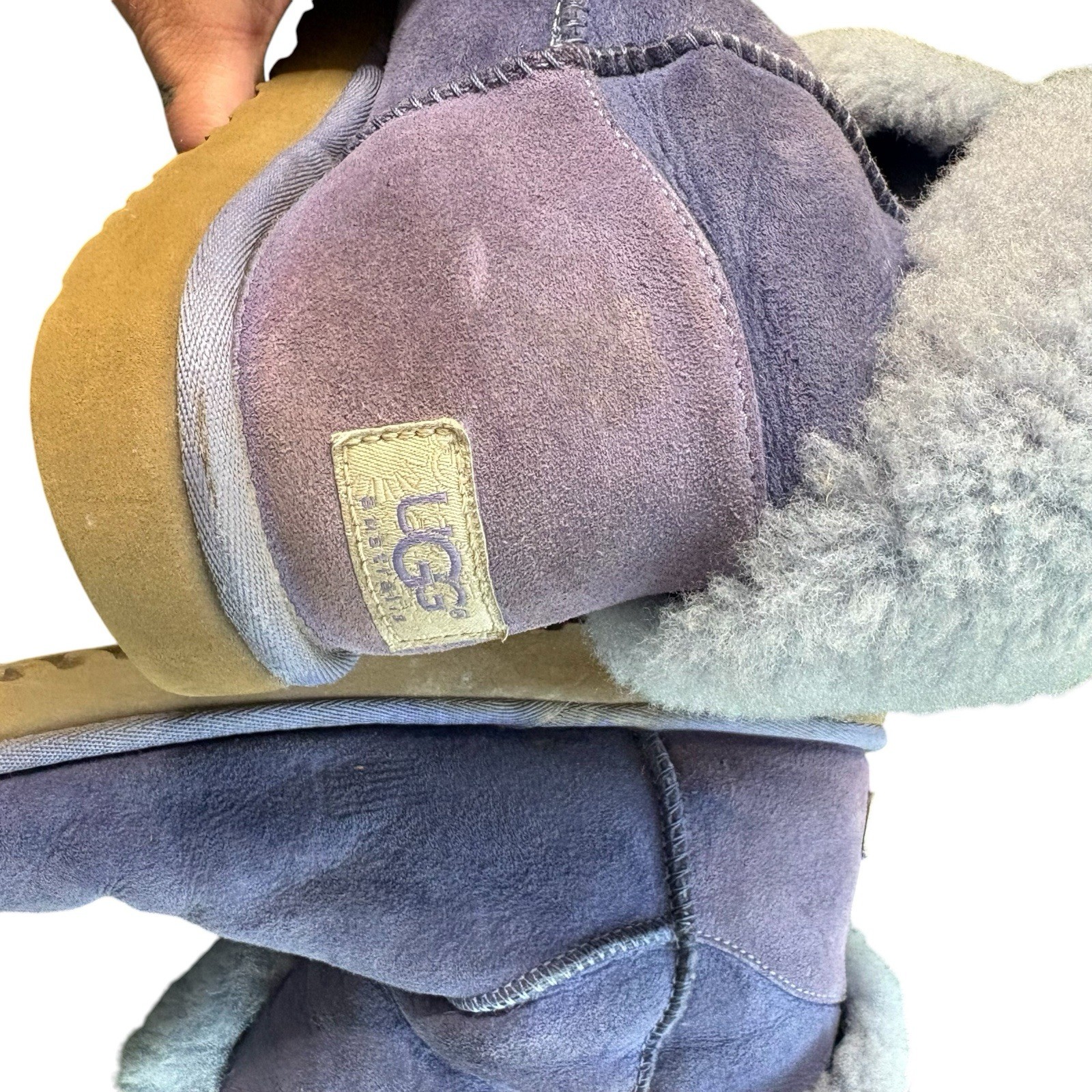 UGG Australia Bailey Button 5803 Periwinkle Purple Suede Sheepskin Boots WMN 8