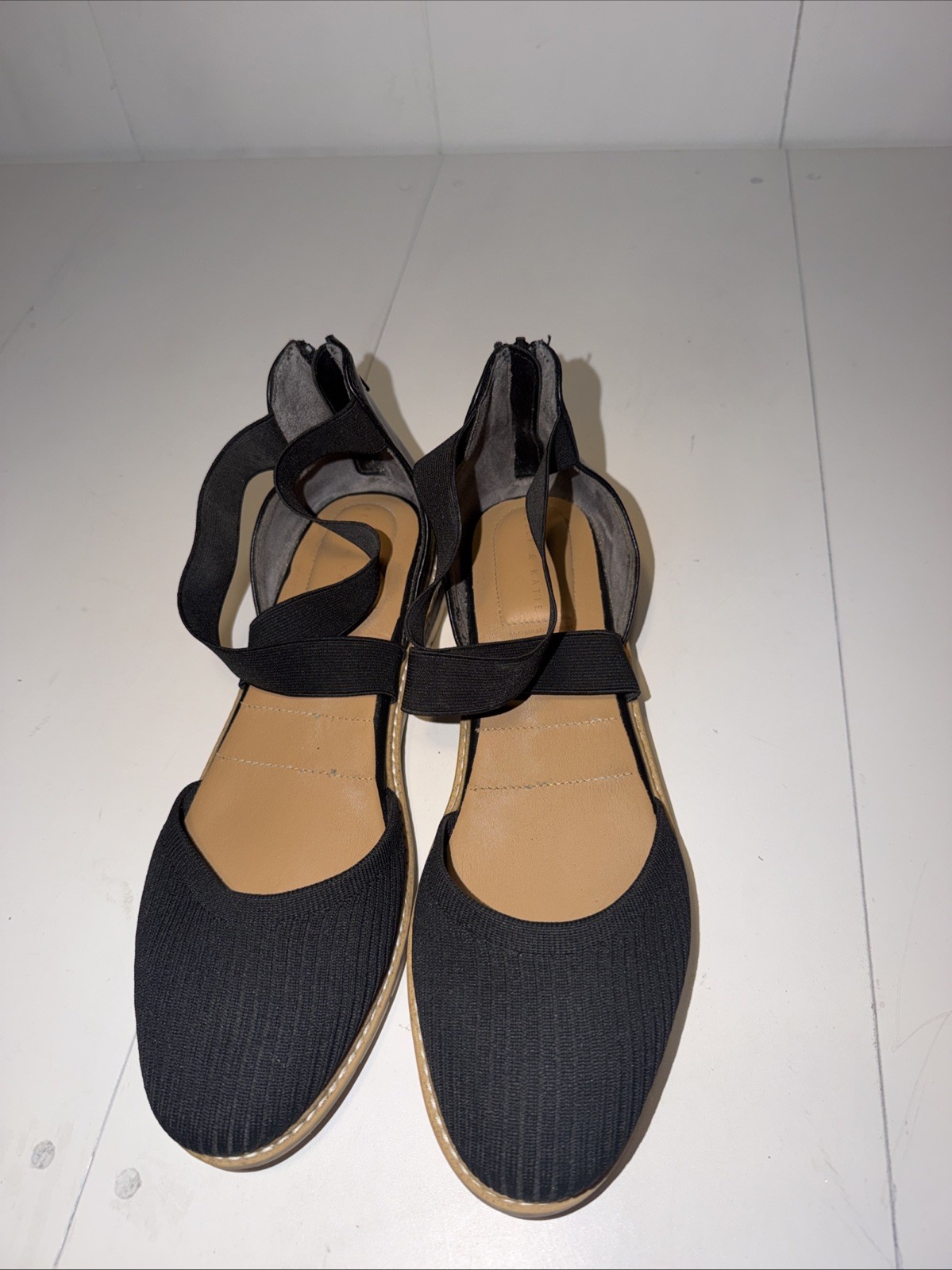 Kelly & Katie Autumn Black Ankle Strap Back Zip Flats Size [10.5 o 11]