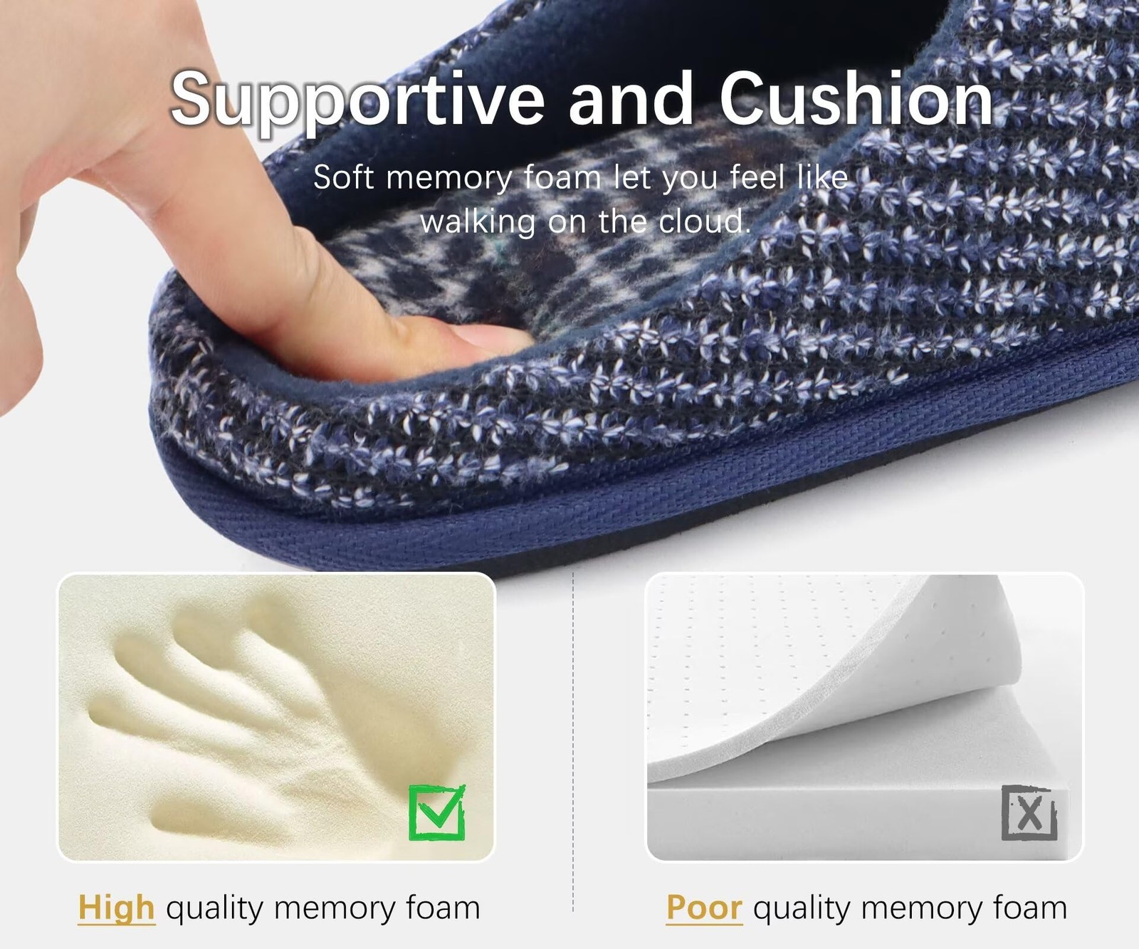 Blue Slippers Men’s Reset Foam, Warm Stripe Slippers for Men,…