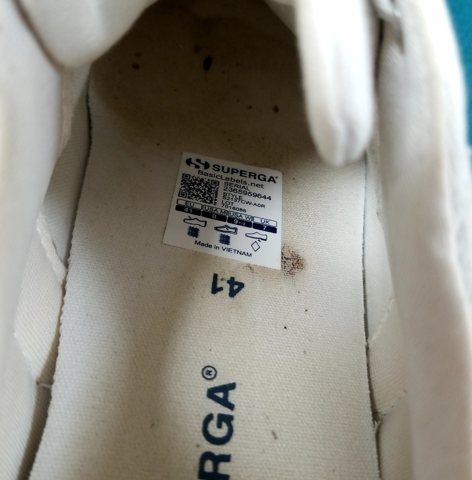 SUPERGA White Canvas & Textured Chunky Orange Bumper Shoes Men’s 8 Women’s 9.5