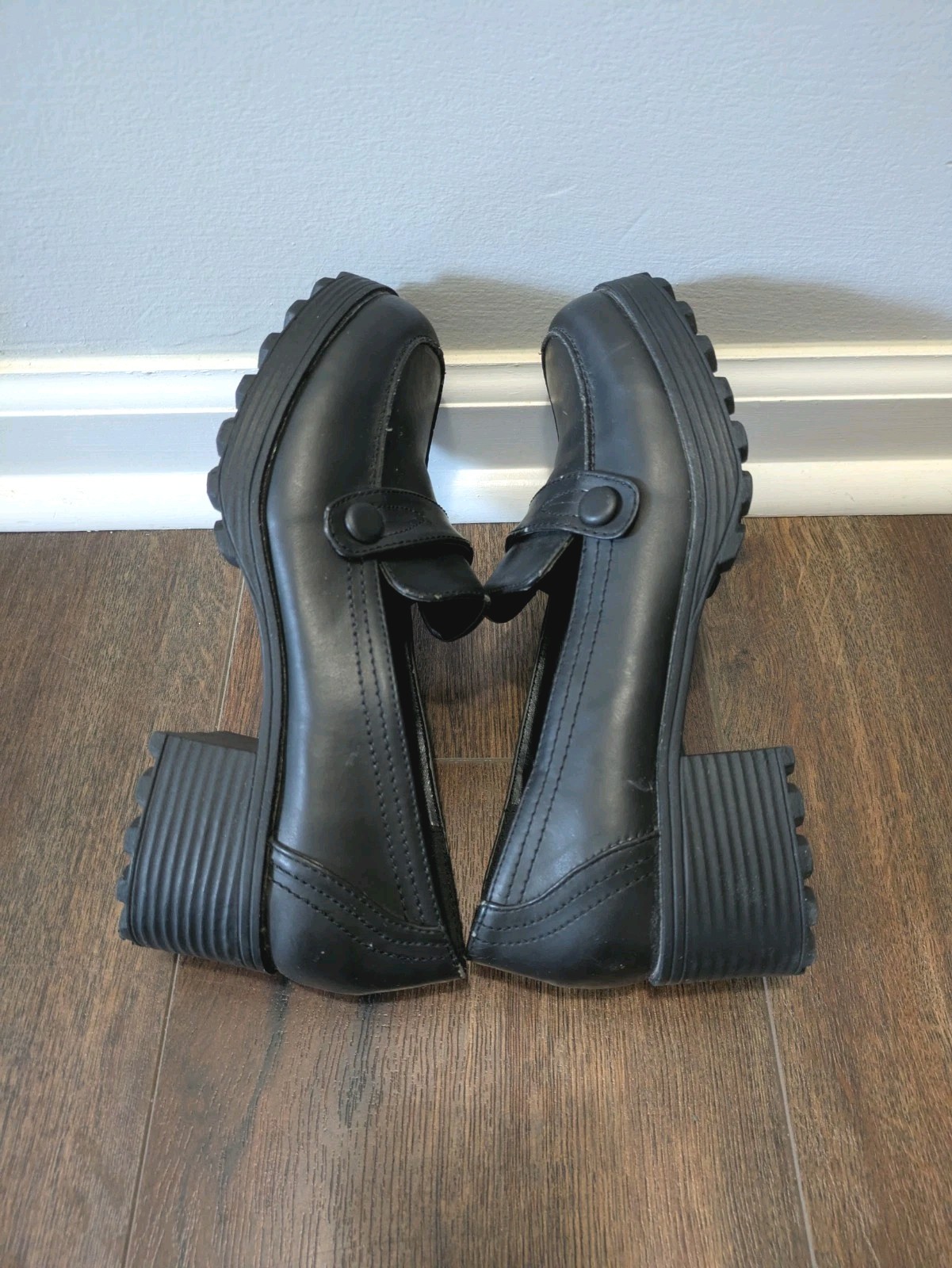 Vintage Unionbay Bettie Platform Loafers Chunky Black Size 6M 90s Y2K Academia