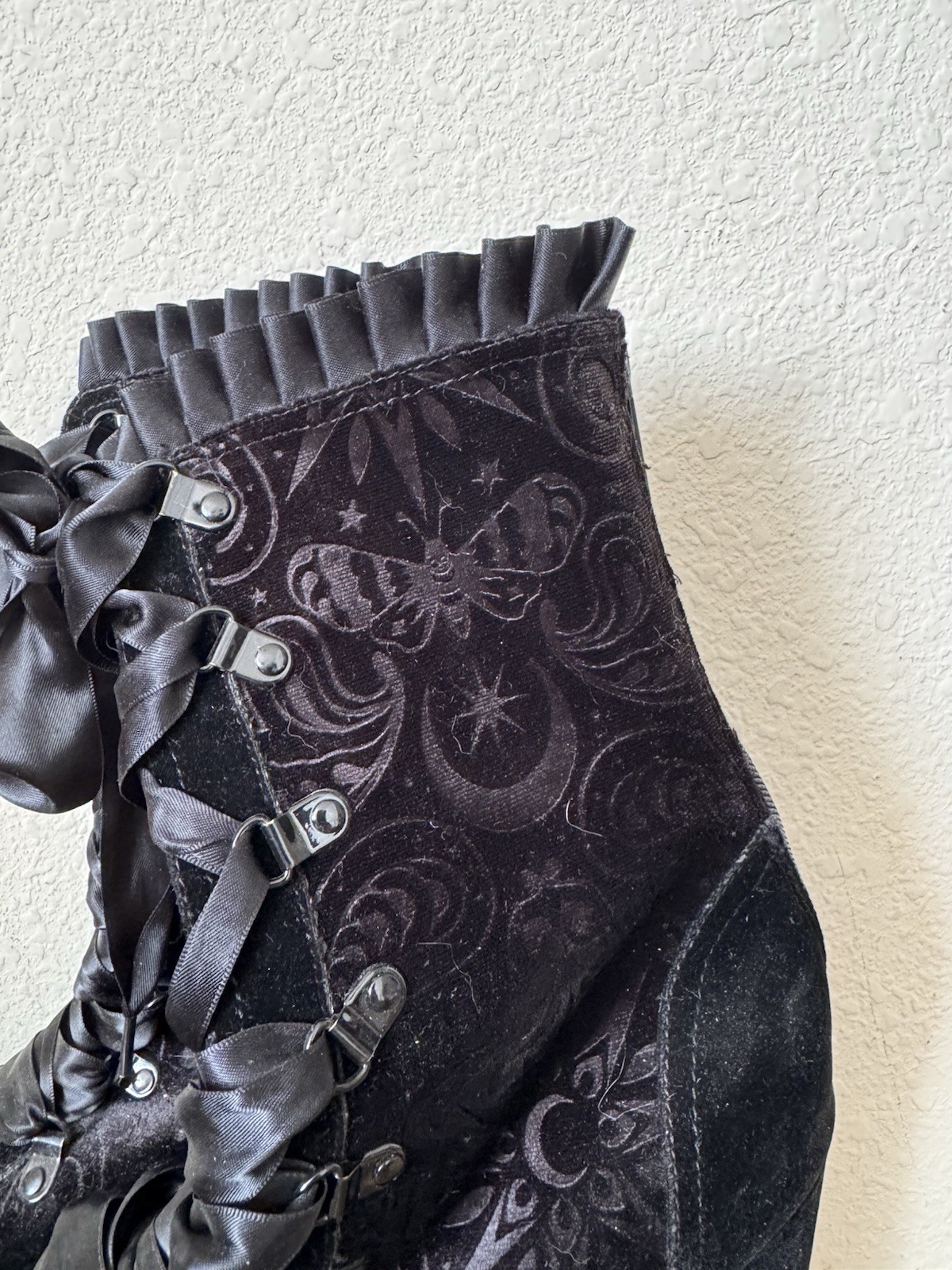 Killstar Mormaer Black Chunky Platform Velvet Boots size 11