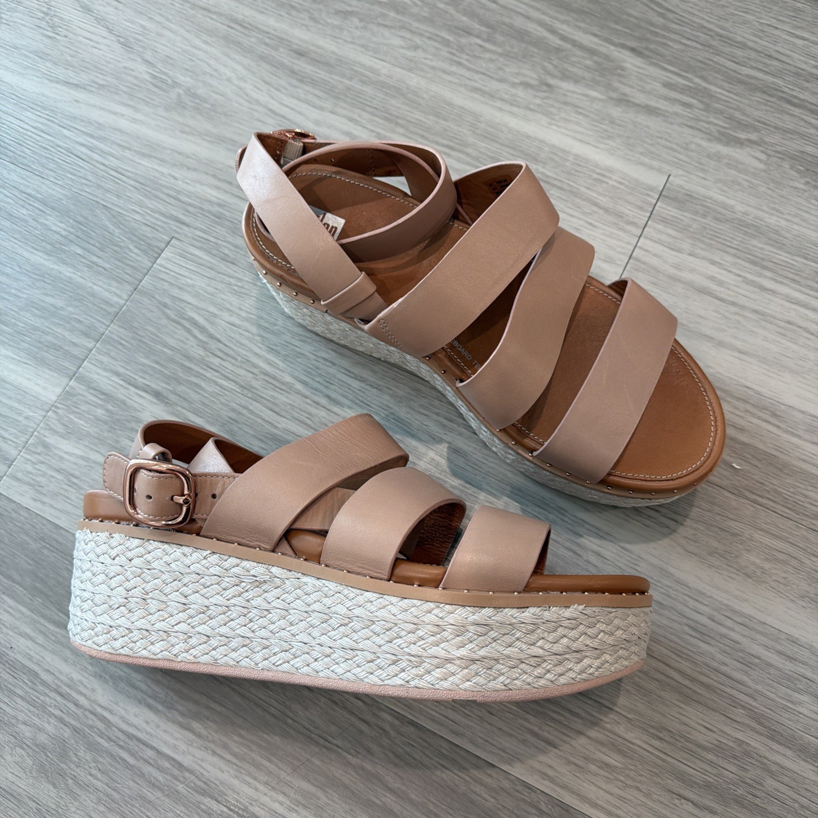 Fitflop Eloise Leather Studded Platform Espadrille Strappy Womens Size 9