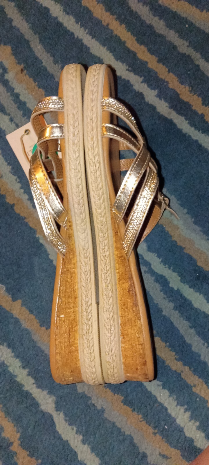 Mariella Women’s 8 Gold Rhinestone Sandals Shoes Made In Italy