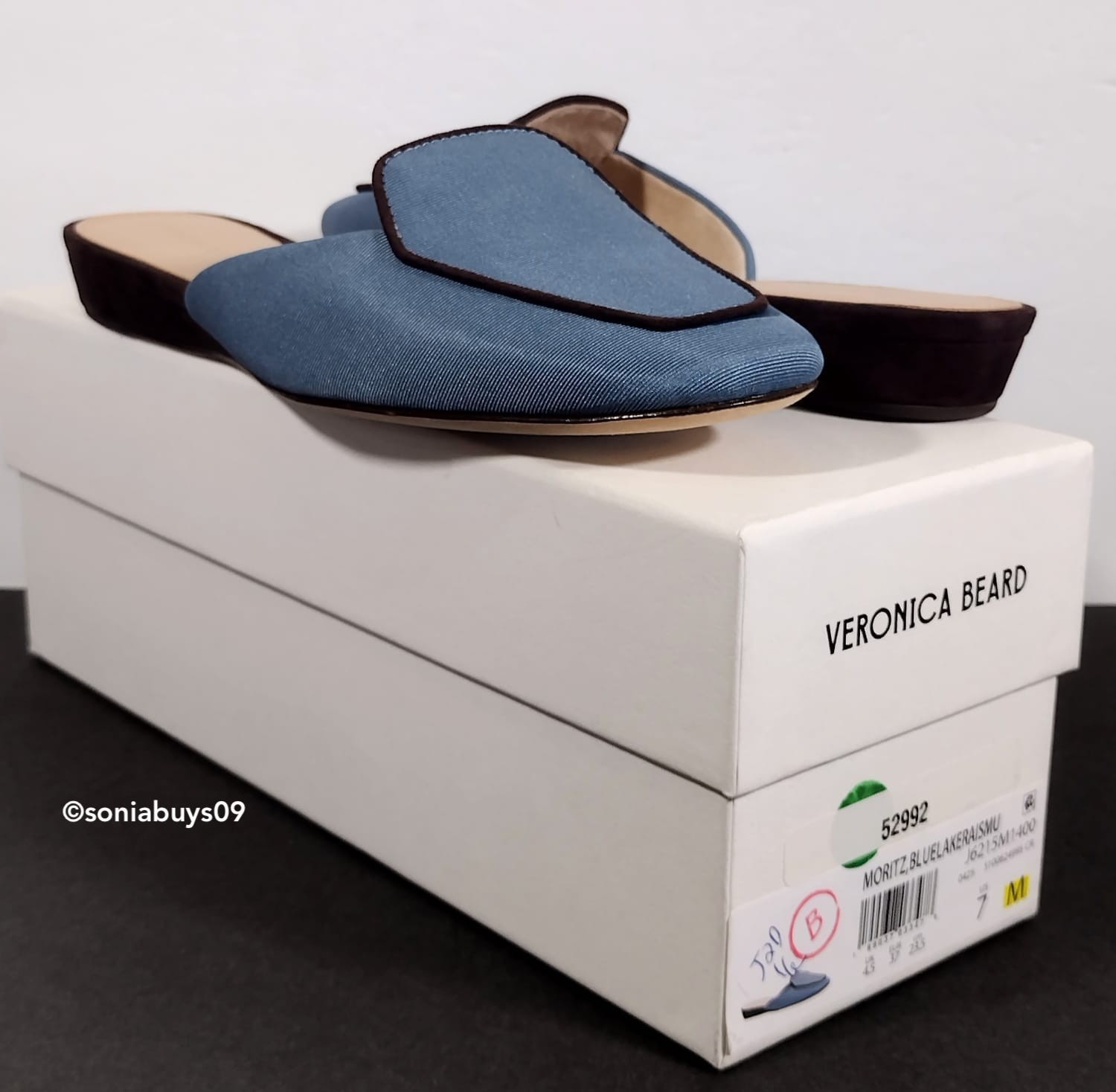 Veronica Beard Women’s Moritz Mule, J6215M1400, Blue Lake Raisin, Size 7M