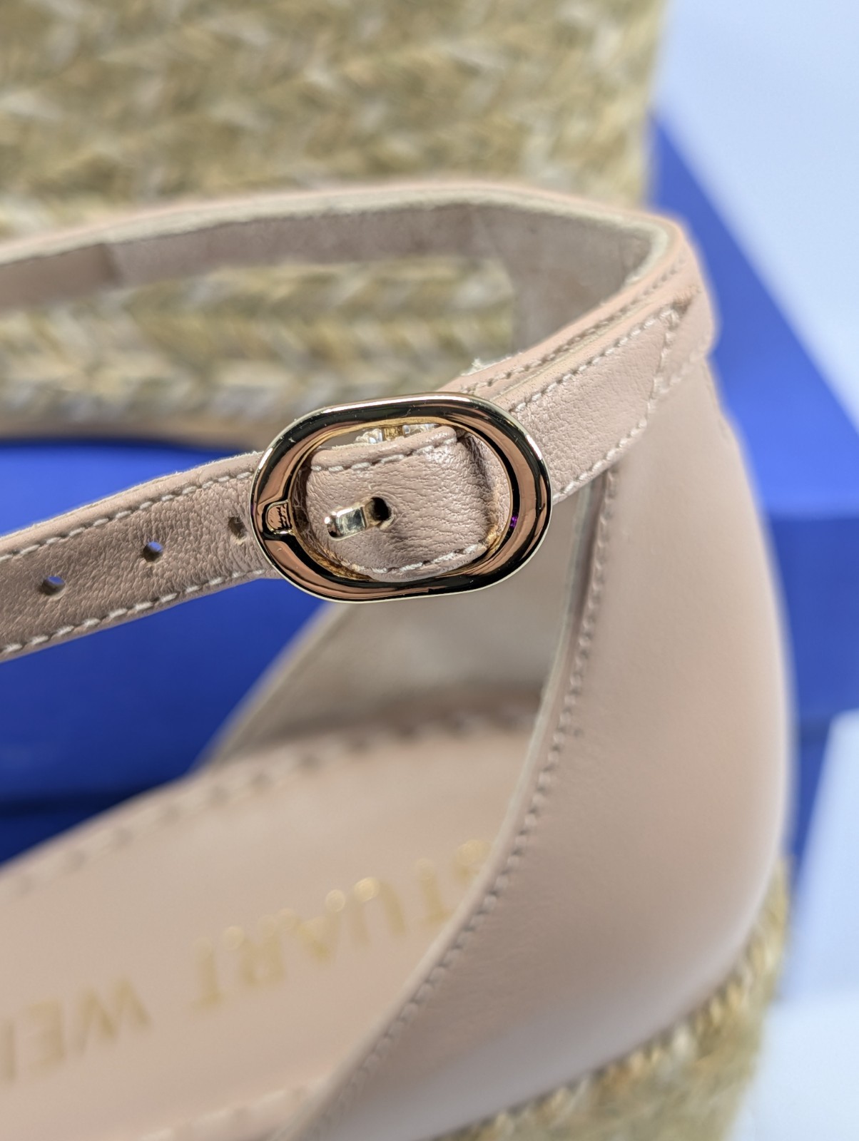 Stuart Weitzman Nudistia Espadrille Wedge Women’s 8.5B Adobe Leather NEW in Box