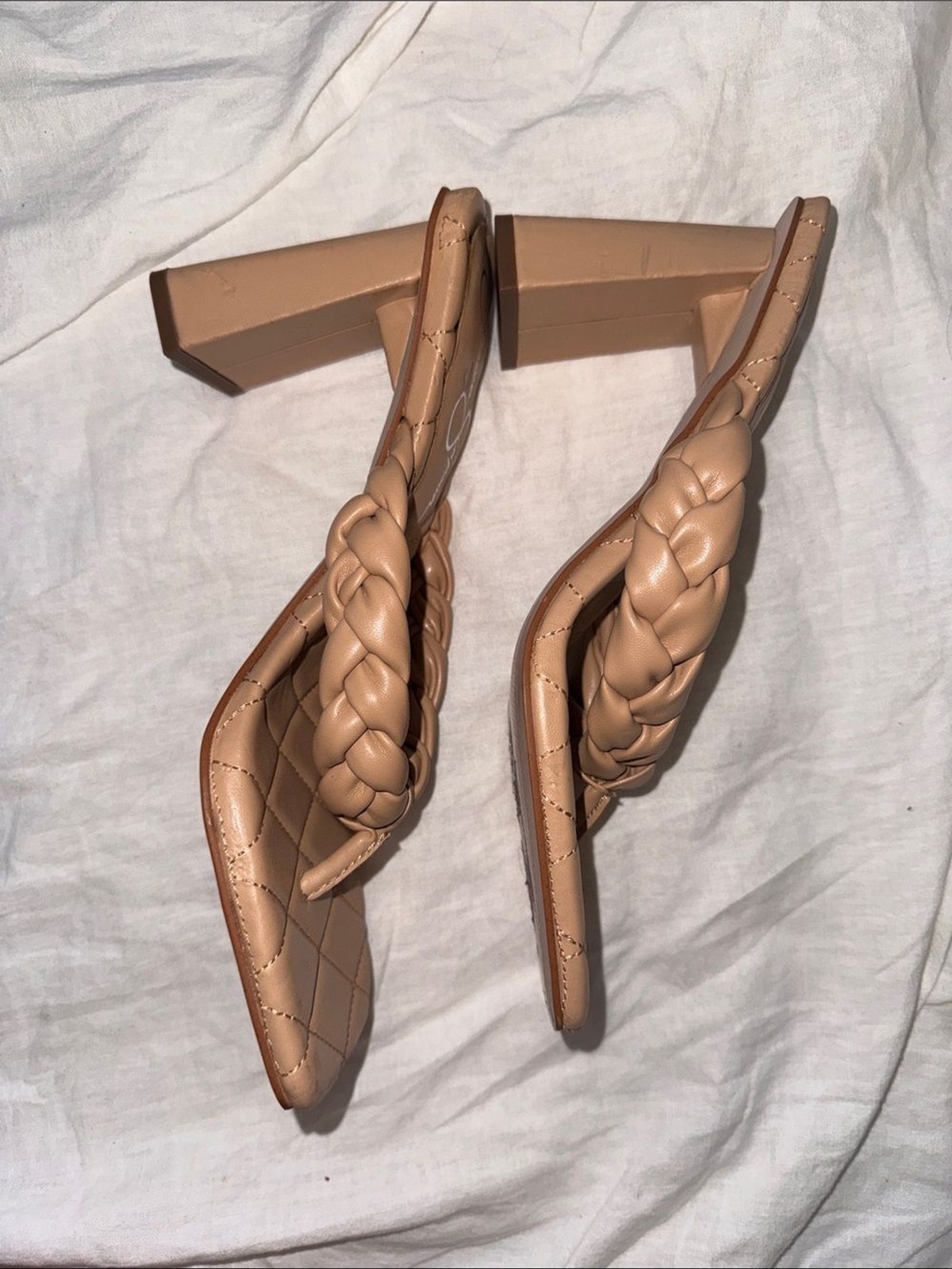 NWOT Jessica Simpson Tan Braided Block Heel Sandals Size 8.5