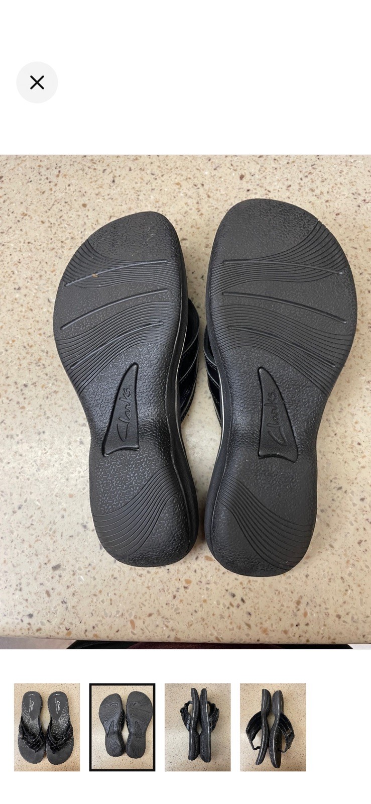 Clarks Cloudsteppers Breeze Sea Black Flip Flop Sandals Womens Size 6