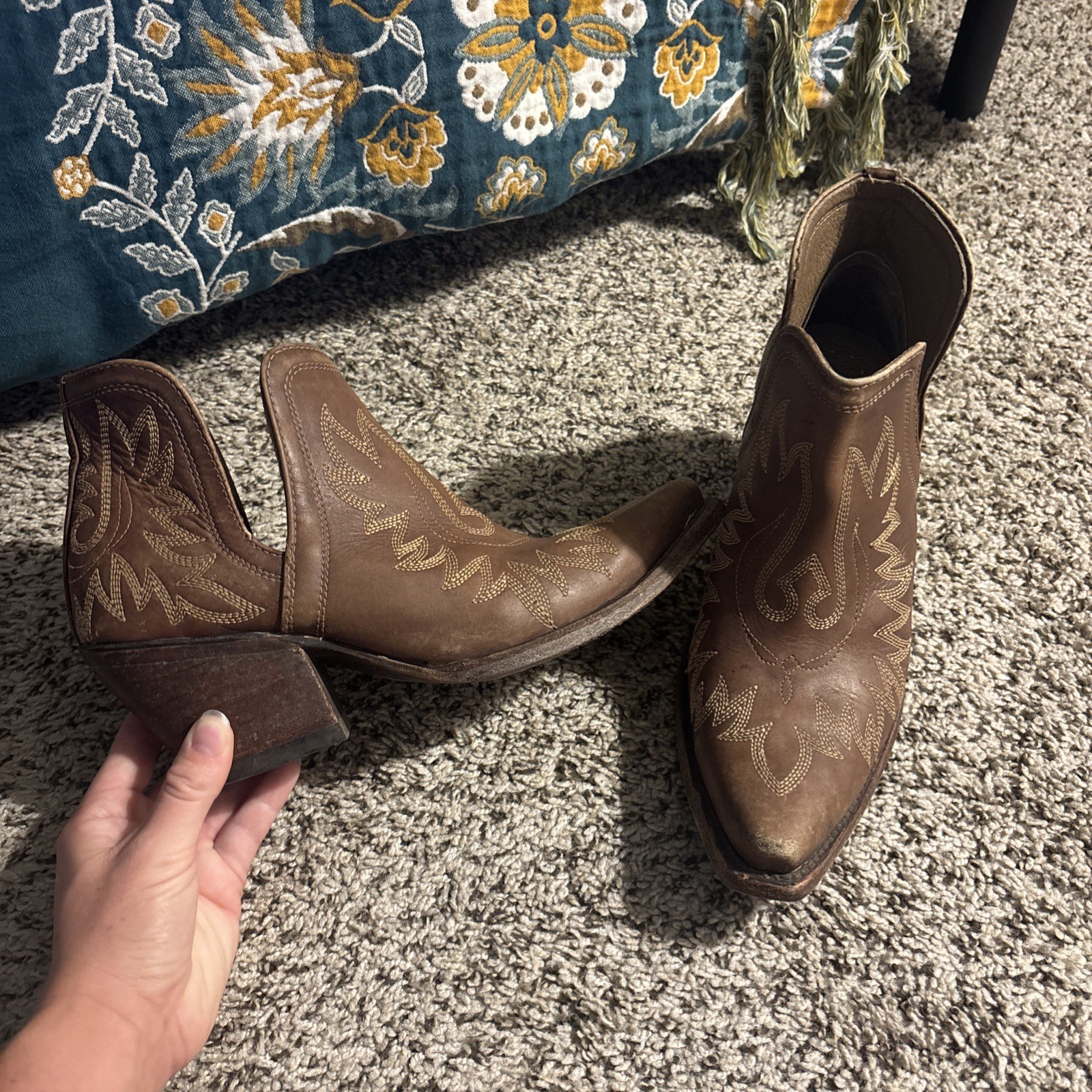 Ariat Ladies Dixon Weathered Brown Western Ankle Boots 10027282 Size 9b