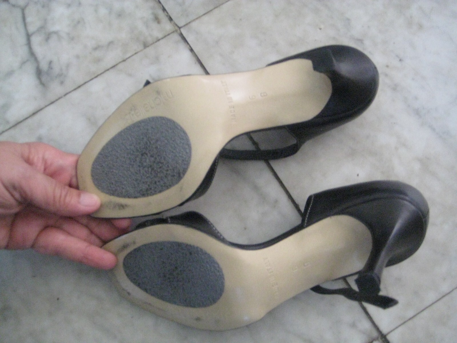 michelle K lady BLACK Leather shoes 3″ heels size 6 B FREE SHIPPING very chic