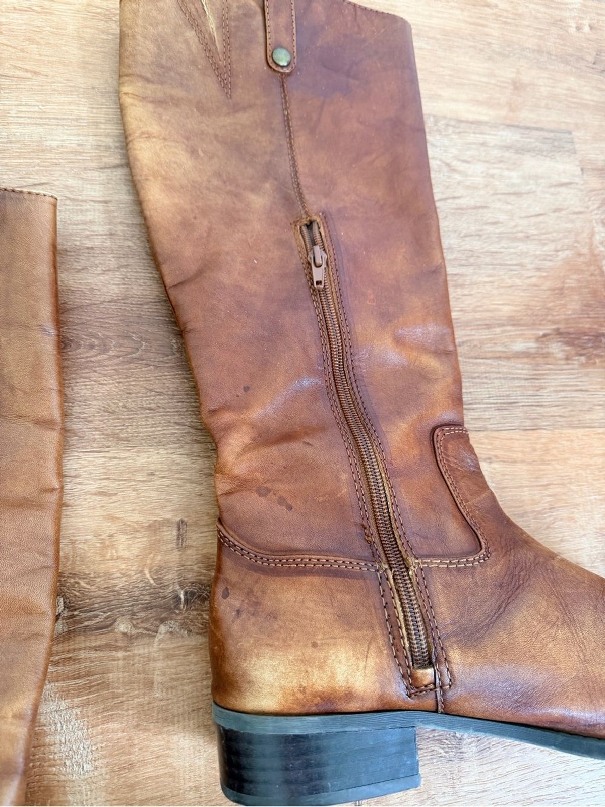 I.N.C. International Concepts Fawne Leather Tall Riding Boots Cognac Brown