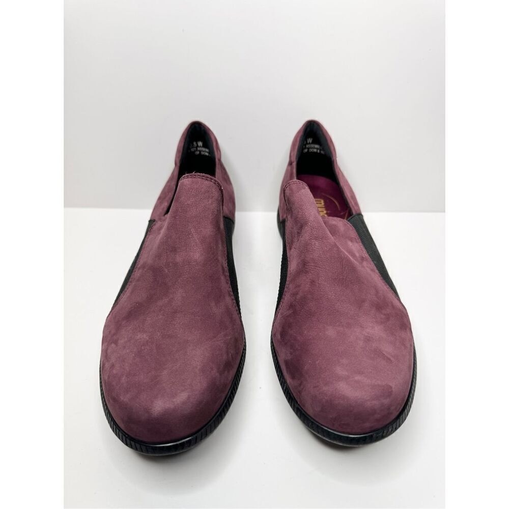 Munro American Gabbie Plum Purple Leather Suede Slip On Loafers Size 10.5 Wide