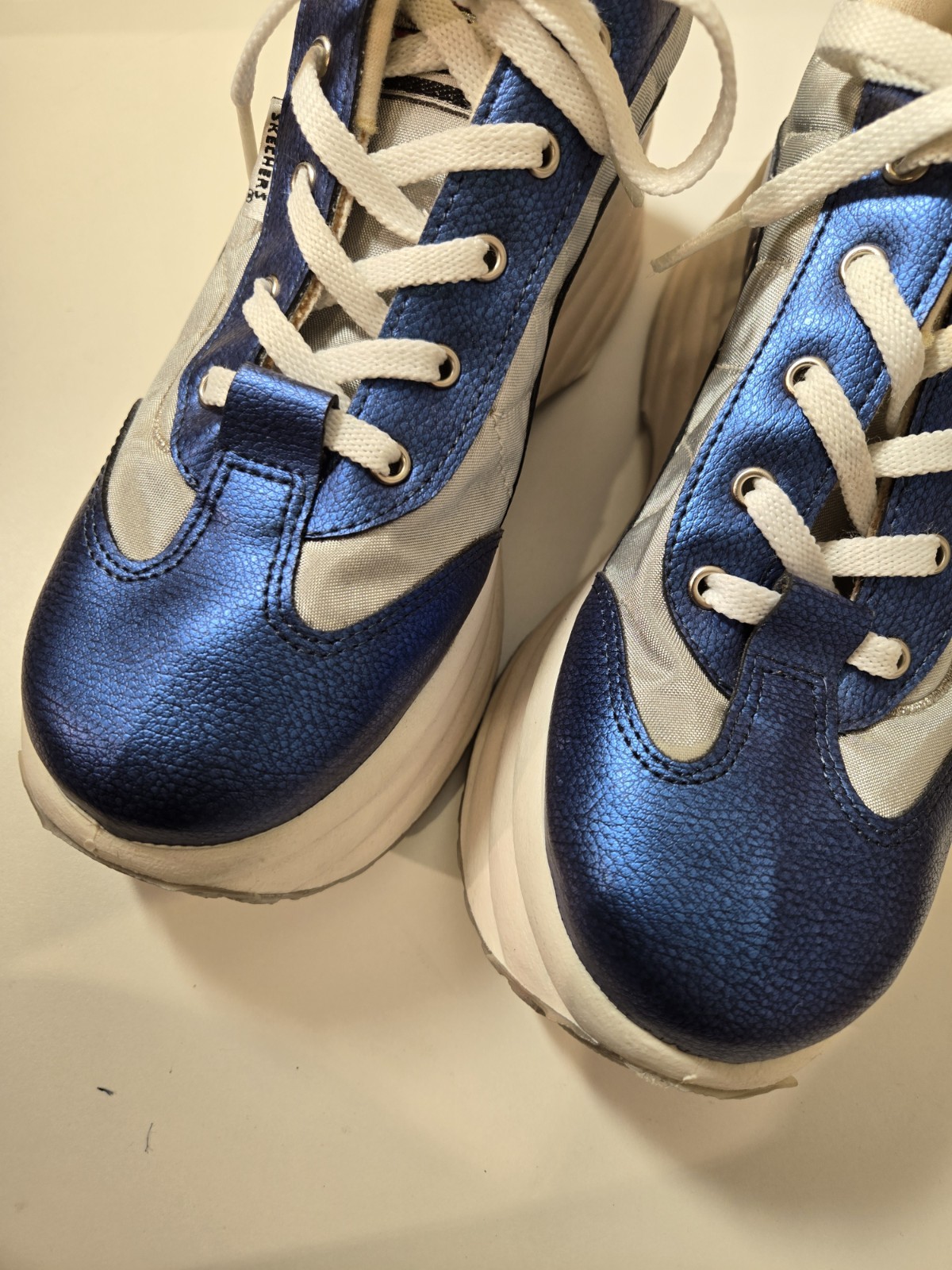 Vintage 90s Y2K Skechers Platform Sneakers Blue Sz9 (fits like 8) Bubble Sole