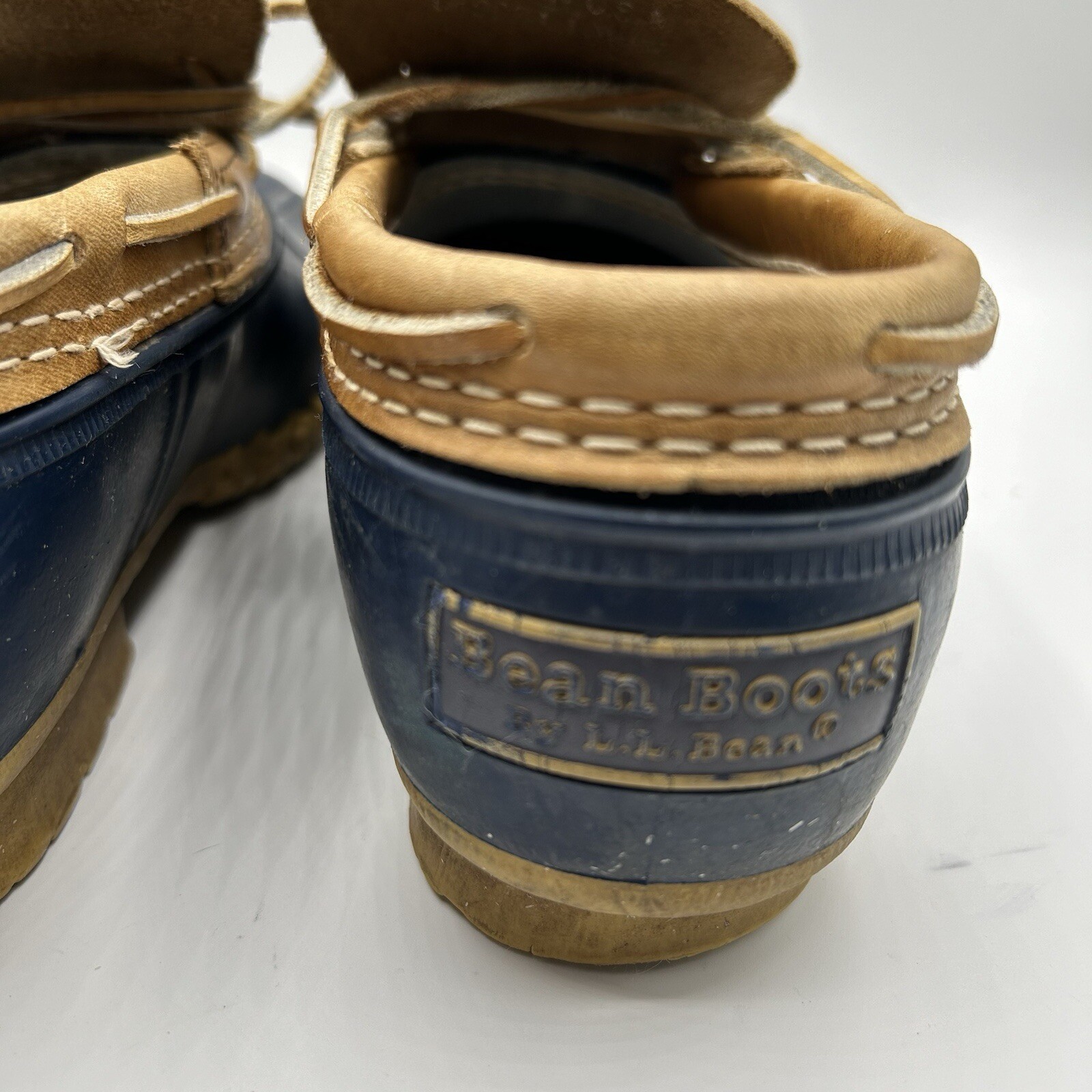 Vintage LL Bean Boot Rubber Mocs Duck Boot Women’s 7 Tan Leather Fisherman