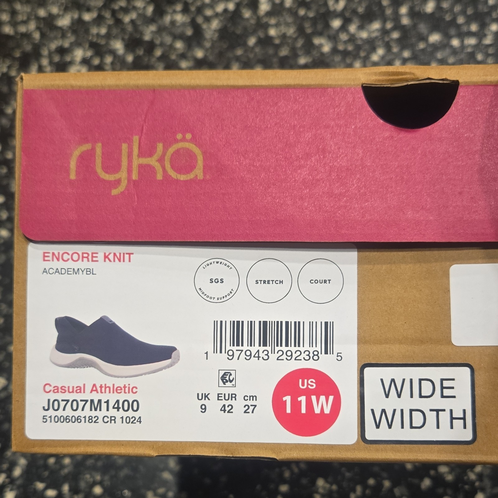 Ryka Encore Knit Women’s Knit Slip-On Sneakers Blue Cushioned Stretch J0707M1400