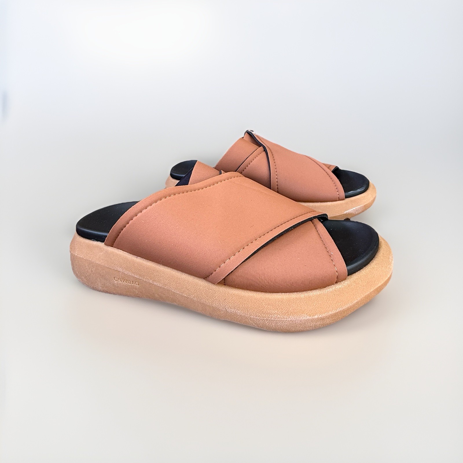 Onwuad Kris Tan Platform Slide Sandals Size AU6 /EU36 Cushioned Comfort