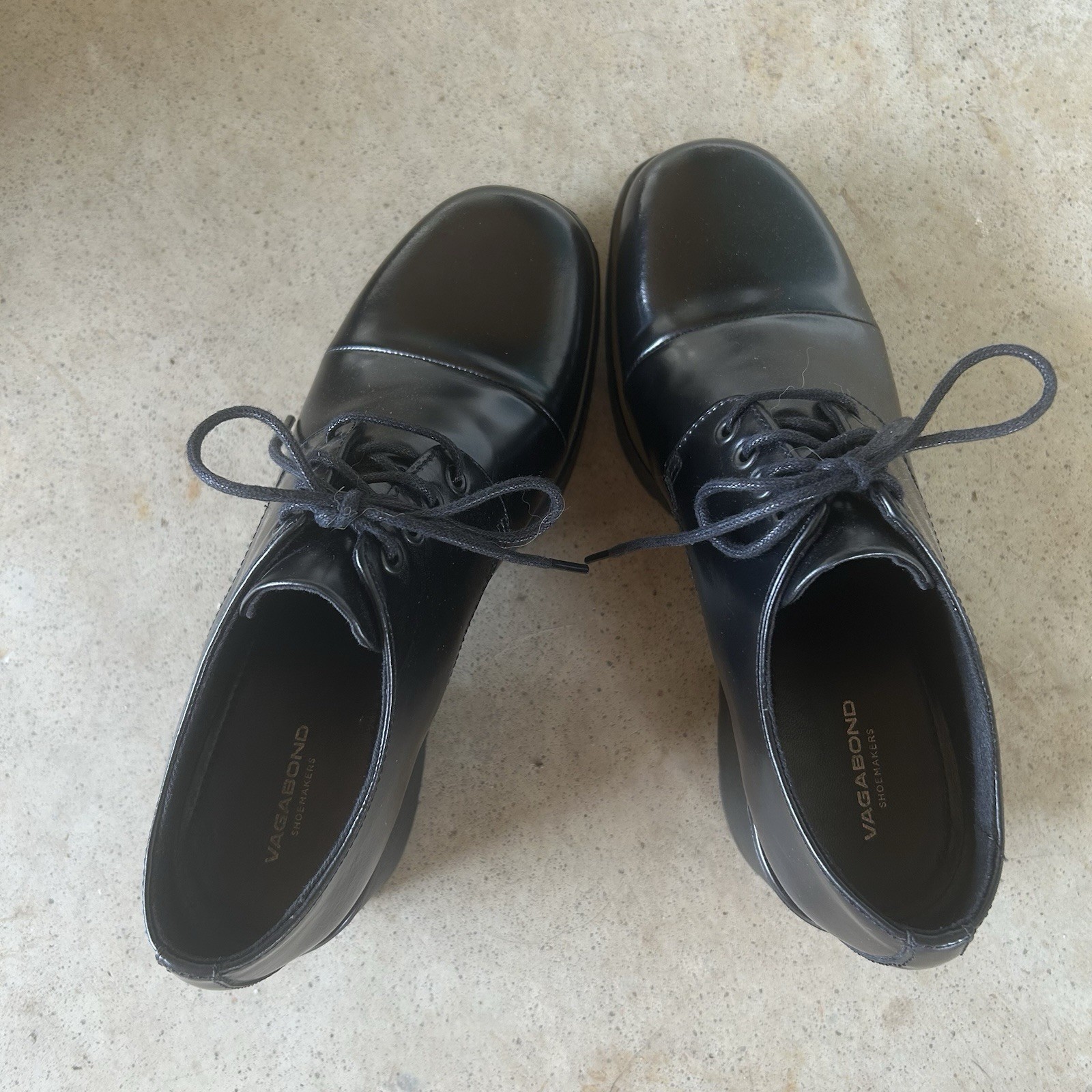Vagabond Shoemakers Shoe Sz. 40/10 Black Leather Oxfords Lug Platform Academia