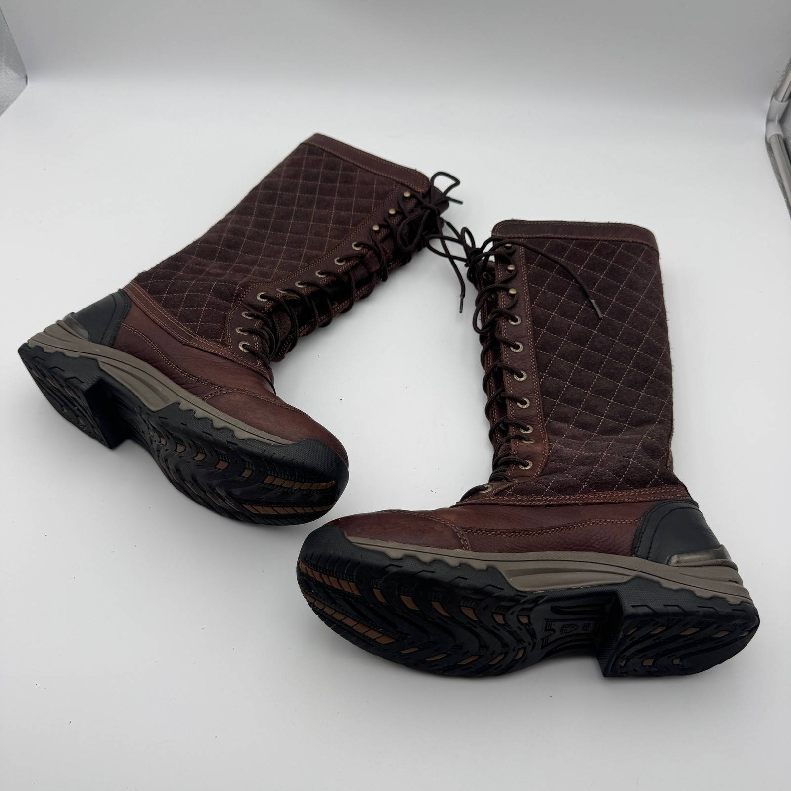 Ariat 10011859 Brown Leather Quilted Tall Lace Up Thinsulate Boots Womens 8B