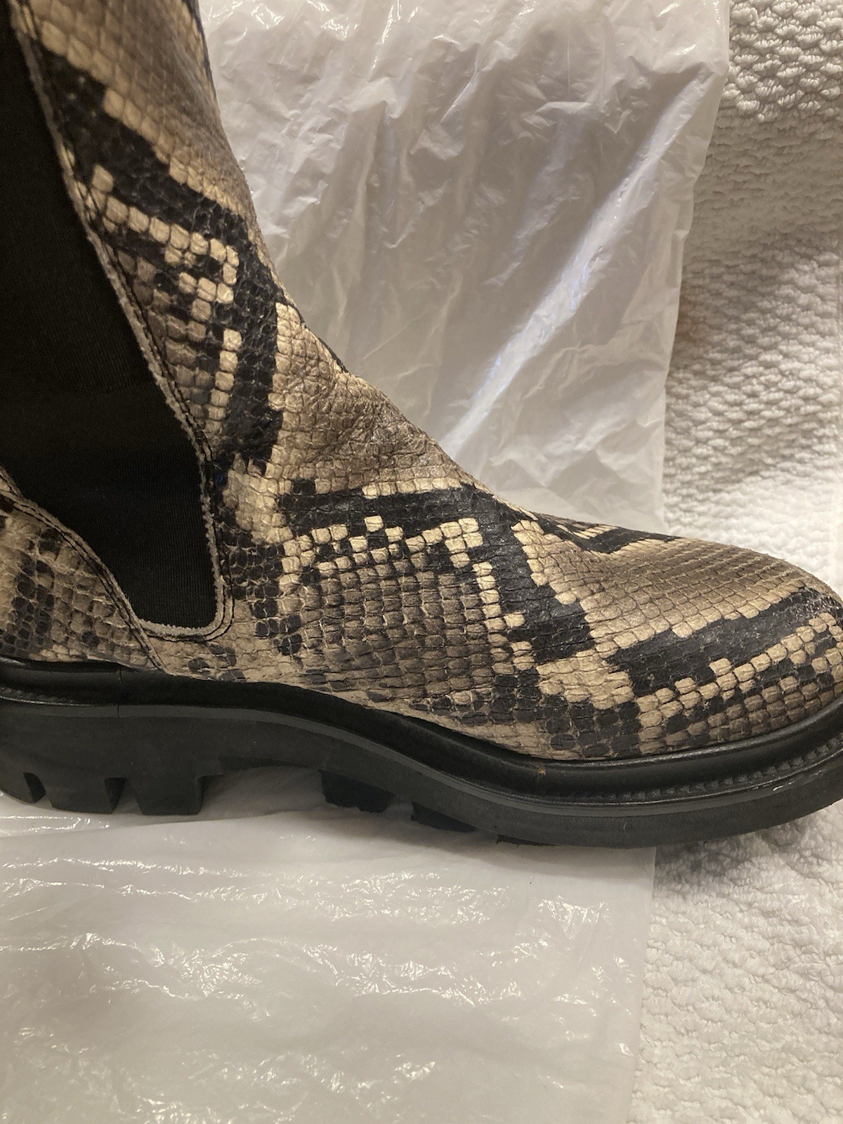 All Saints Billie Snake Embossed Print Chelsea Boot Size 36/ USA Size 6 MSRP 230
