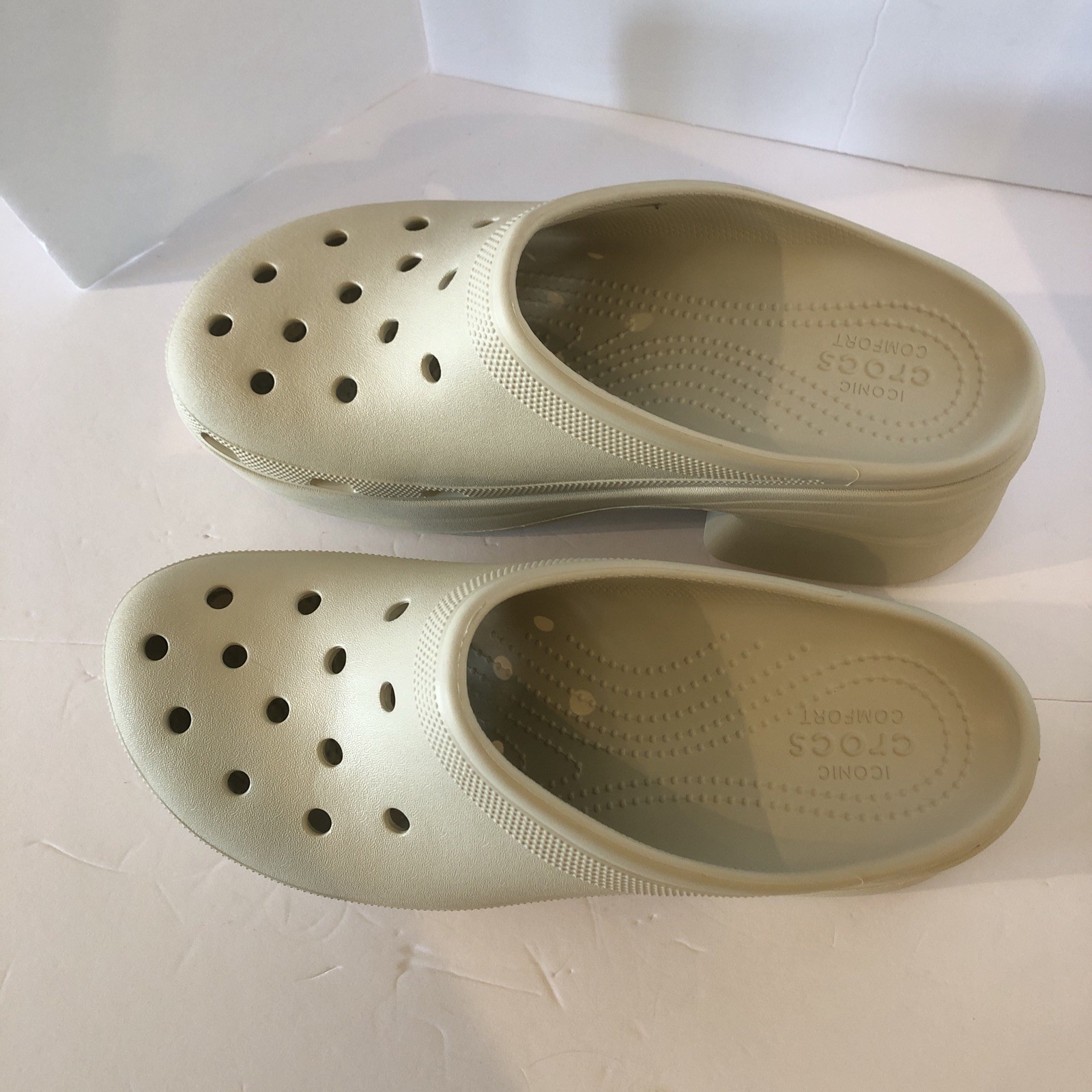 Crocs Siren Platform Clogs Bone Ivory Color Unisex W 12 M 10 High Heel