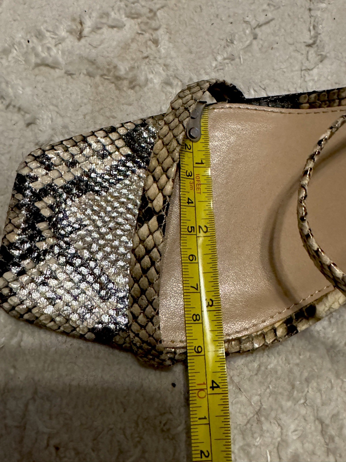 The Drop Snakeskin Strappy Mule Heels Square Toe Womens 9.5