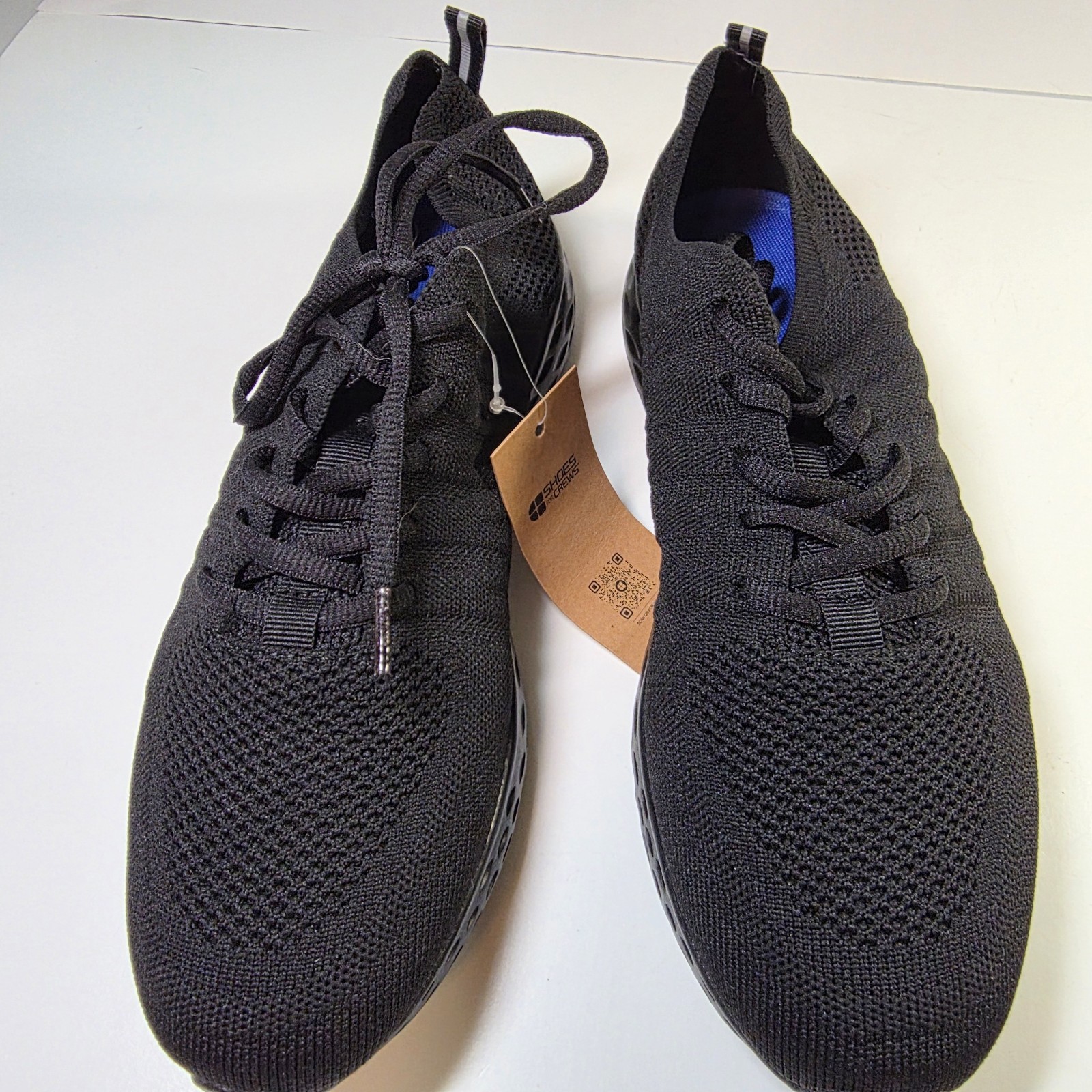 Shoes For Crews Black Knit Lace-Up Low Top Workwear Sneaker Slip-Resistant