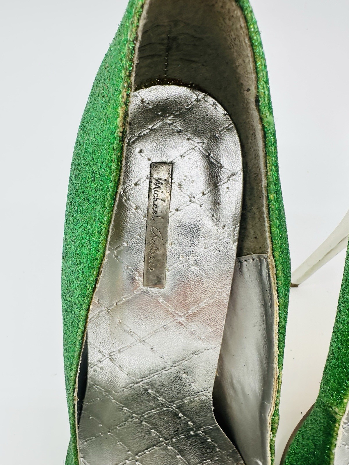 Michael Antonio Women’s WICKED Green Glitter Heels Pointed Toe Sz 7 Costume