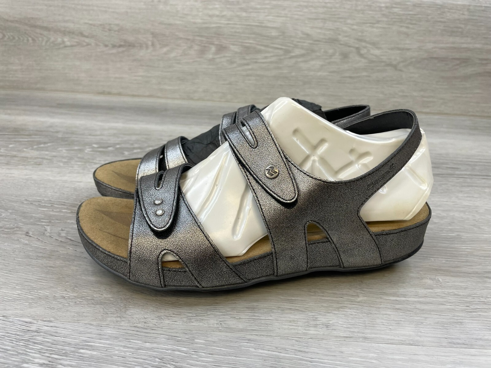 Romika Fidschi Women’s Sandal 6 Silver Leather Slip-On Ankle Strap Comfort Shoes