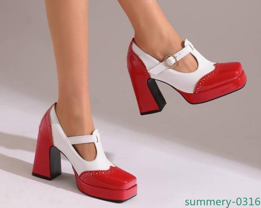 Women’s Faux Leather Color Splice Pumps Casual Ladies Party Club Office OL Shoes
