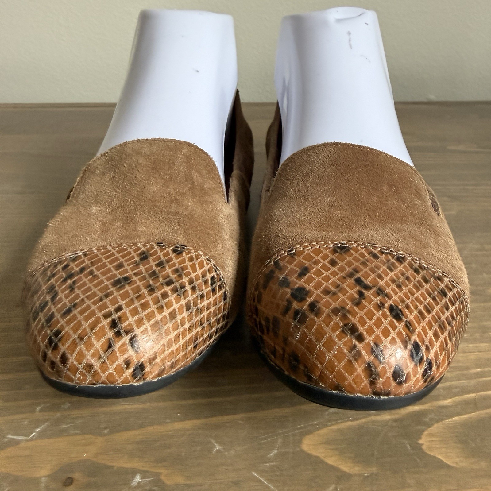 Josef Seibel Womens 39 Tan Brown Pippa Snake Embossed Cap Toe Slip On Flats Shoe