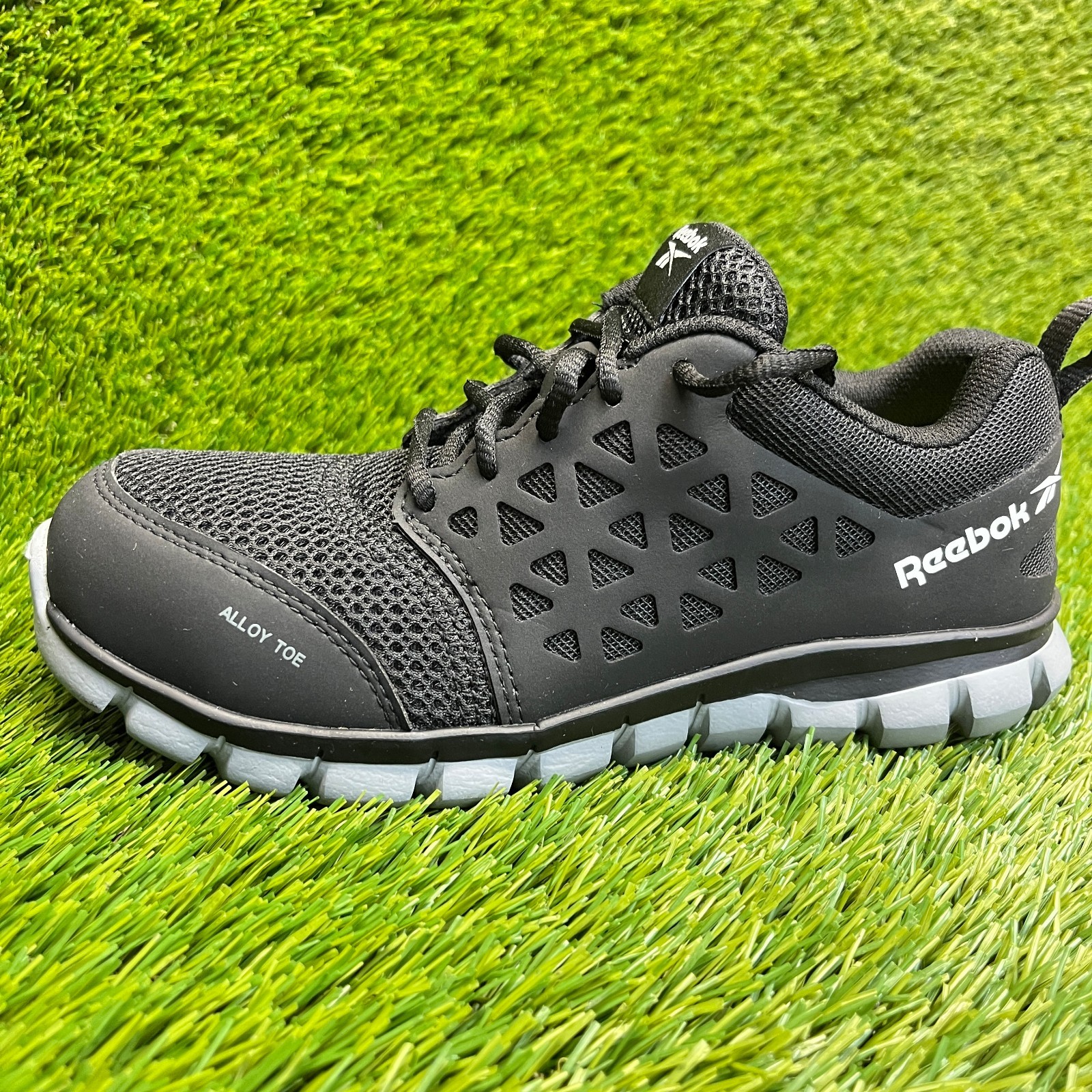 Reebok Sublite Cushion Womens Size 7 Black White Alloy Toe Safety Work Shoes