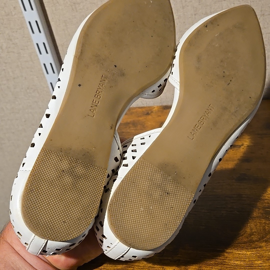 Lane Bryant Shoes Womens 8 White Slip On Flats Dress Career Man-Made Material